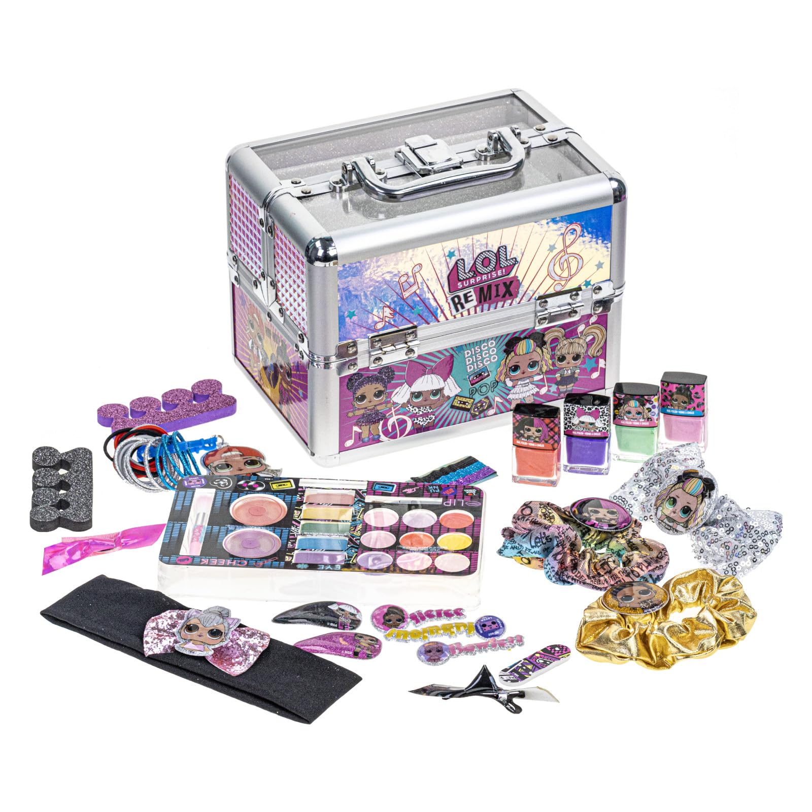 L.O.L Surprise! Townley Girl Train Case Cosmetic Makeup Set Includes Lip Gloss, Eye Shimmer, Nail Polish, Hair Accessories & Mor