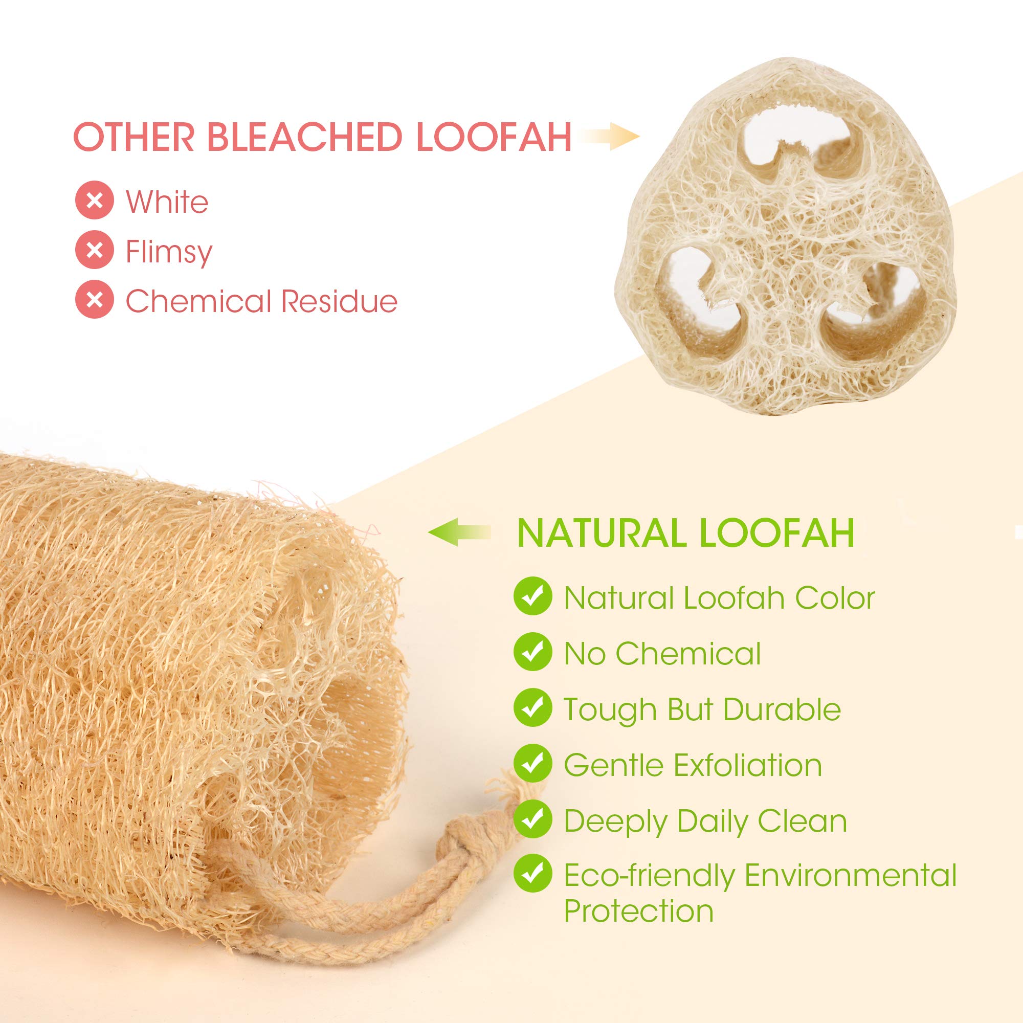 Yemtal Natural Loofah Sponges Organic Luffa Bath Shower Sponge Exfoliating Body Back Scrubber For Men Women Adults Spa Beauty Ba