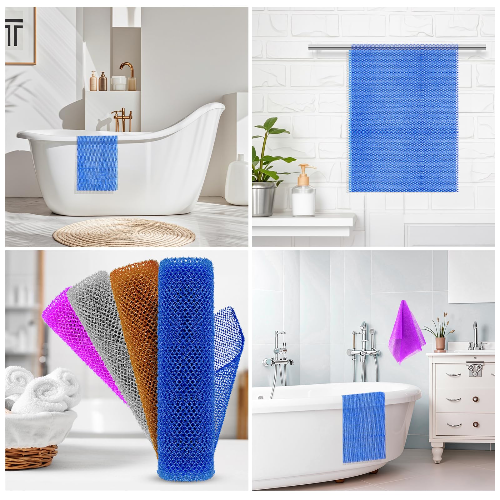 African Net Sponge For Deep Exfoliation - 4 Pieces African Net Sponge Authentic, Exfoliating Washcloth, Long-Lasting African Exf