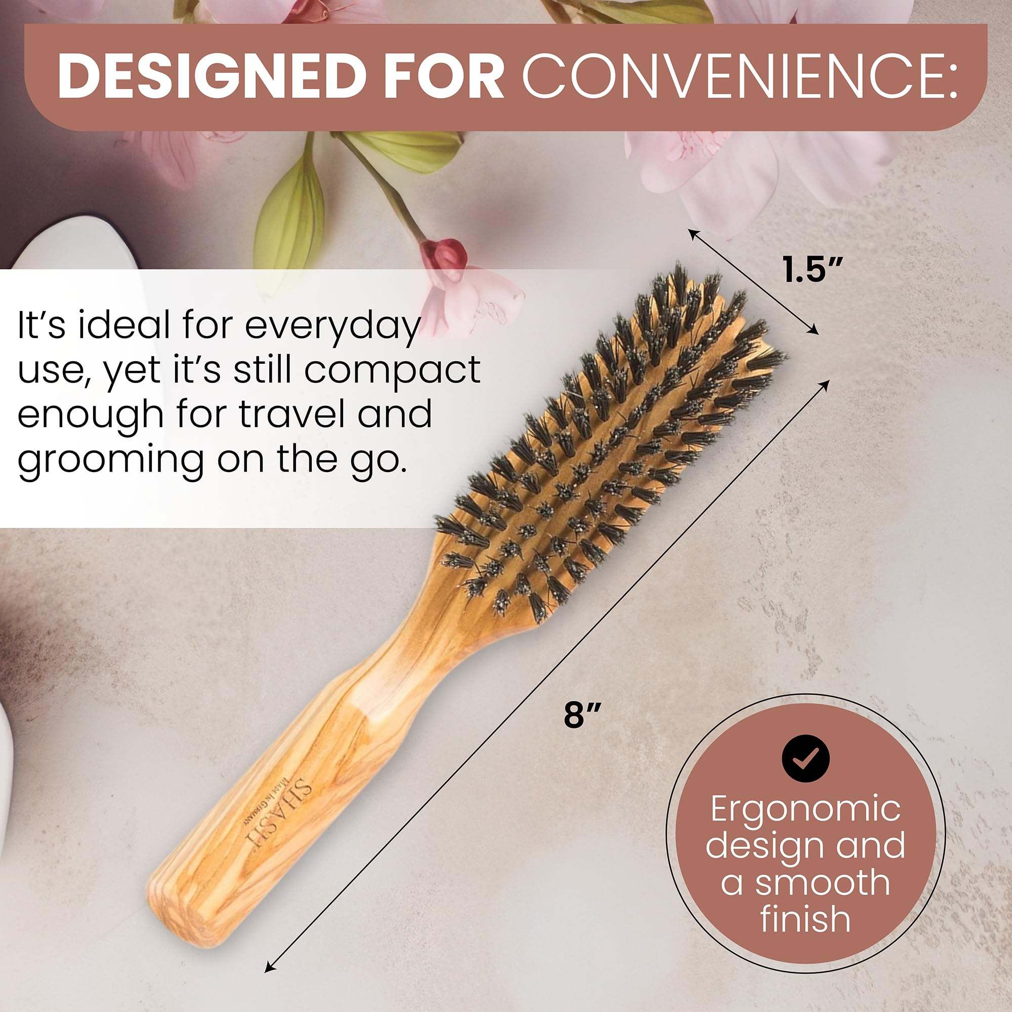 Since 1869 Hand Made in Germany - 100% Boar Bristle Hair Brush, Suitable For Thin To Normal Hair - Naturally Conditions Hair, Im