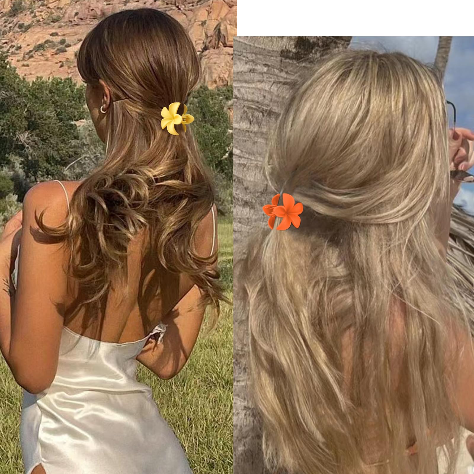 Velscrun Small Flower Hair Clips For Women - Claw Clips, 10Pcs Mini Hawaiian Matte Tiny Clips, Summer Beach Tropical Hair Access