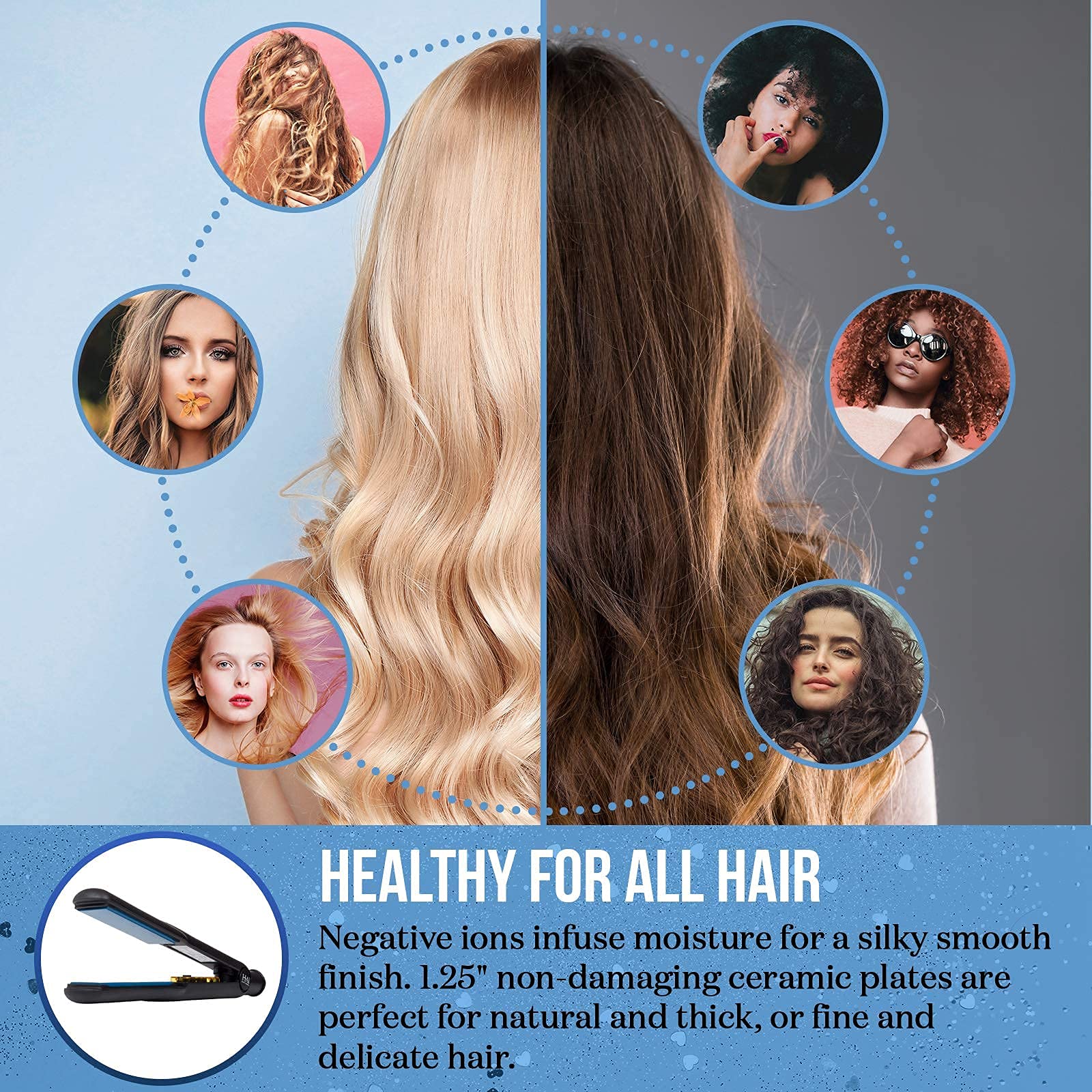 Hai Convertible Ceramic Hair Straightener For Women - Professional Fast Heating Flat Iron With 5 Temperature Levels For All Hair