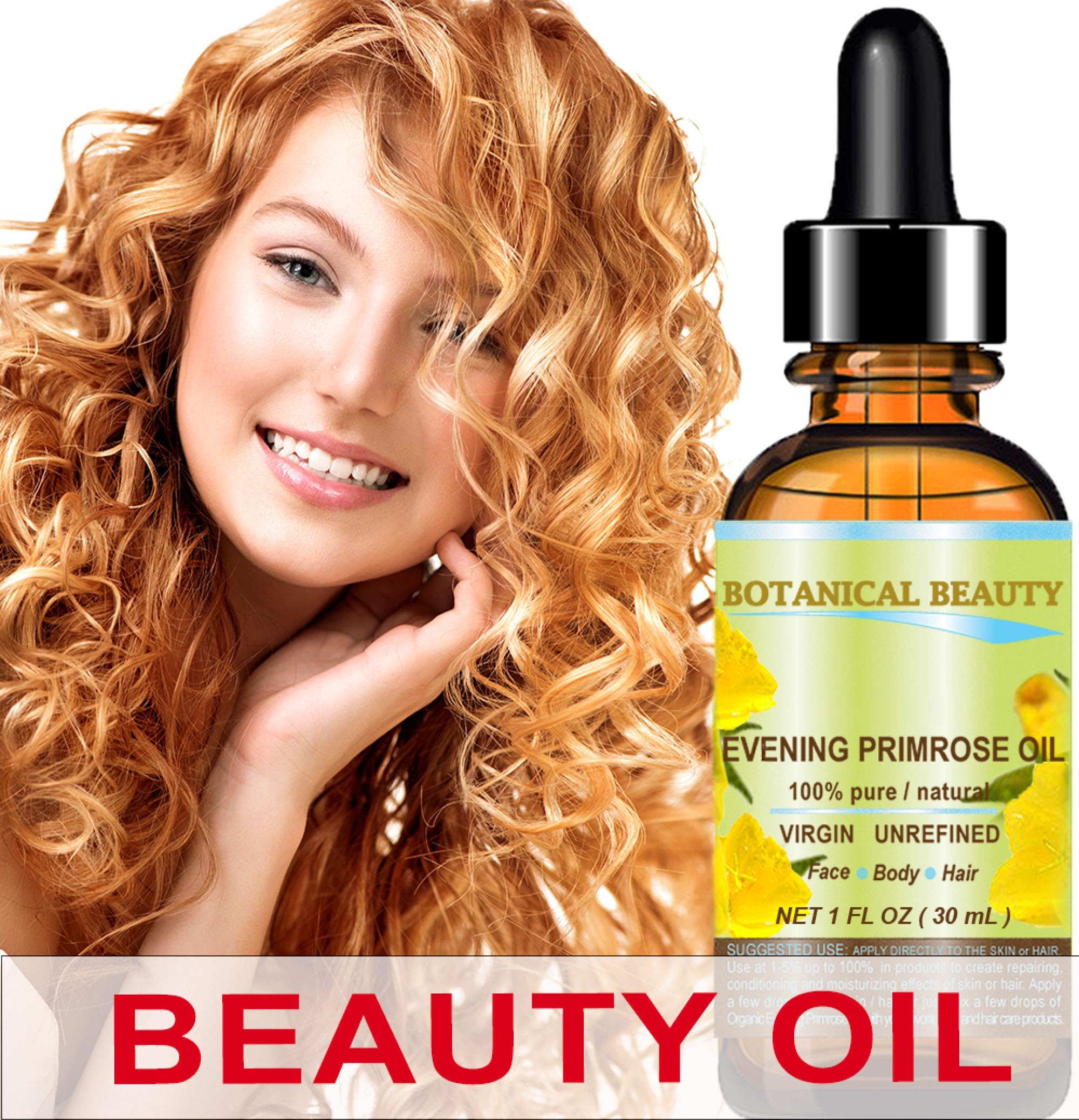 Botanical Beauty Evening Primrose Oil 100% Pure Natural Undiluted Unrefined Virgin Cold Pressed Carrier Oil. 0.5 Fl.Oz.- 15 Ml F