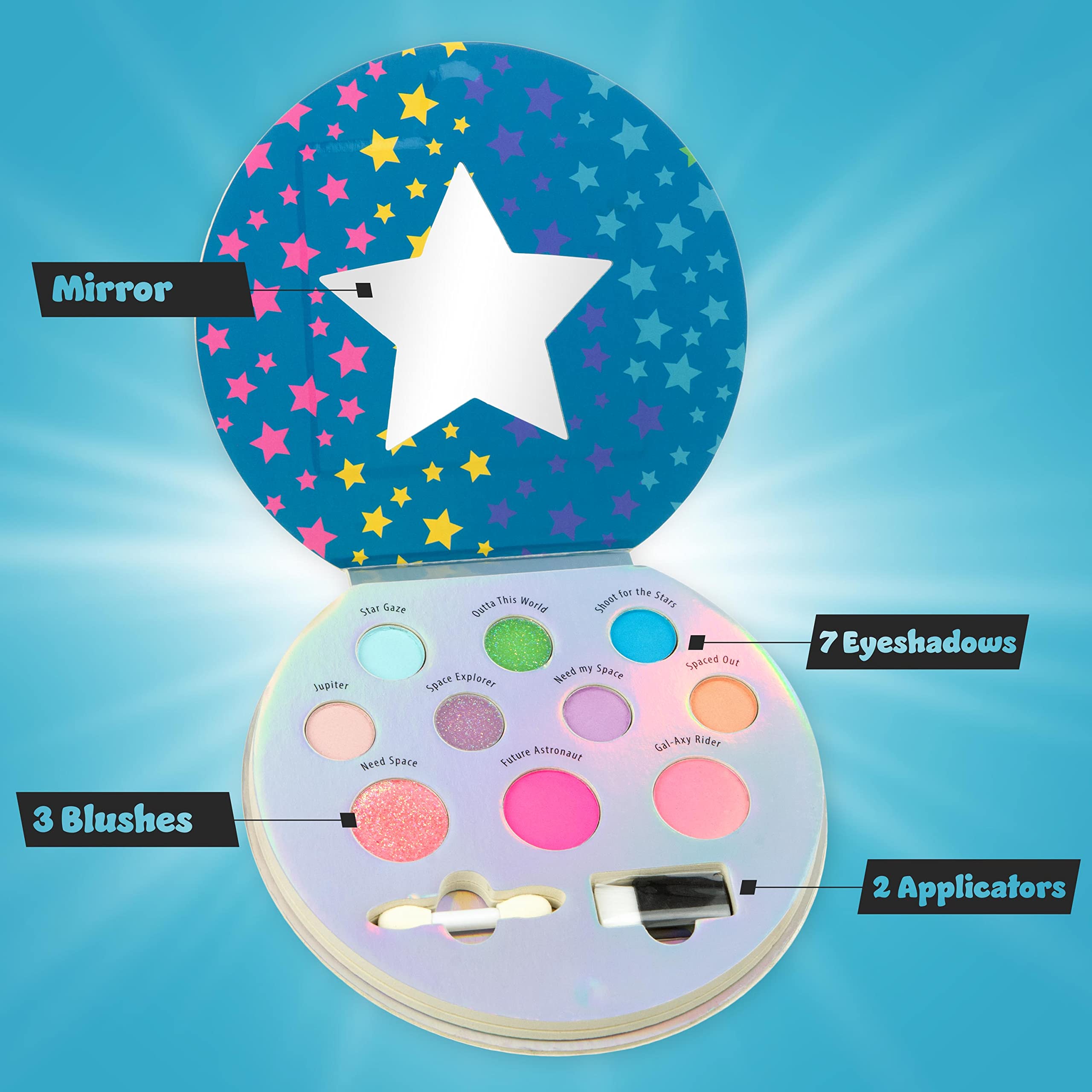 Expressions 10 Color Eyeshadow Palette & Blush Makeup Novelty Beauty Set, Fold Out Compact With Mirror, Washable, Non-Toxic,Gala