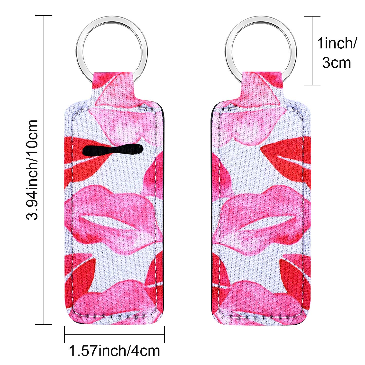 Frienda 12 Pieces Lipstick Holder Keychain Bulk Neoprene Lip Balm Lip Gloss Lipstick Sleeve Pouch with Metal Ring for Lipstick L