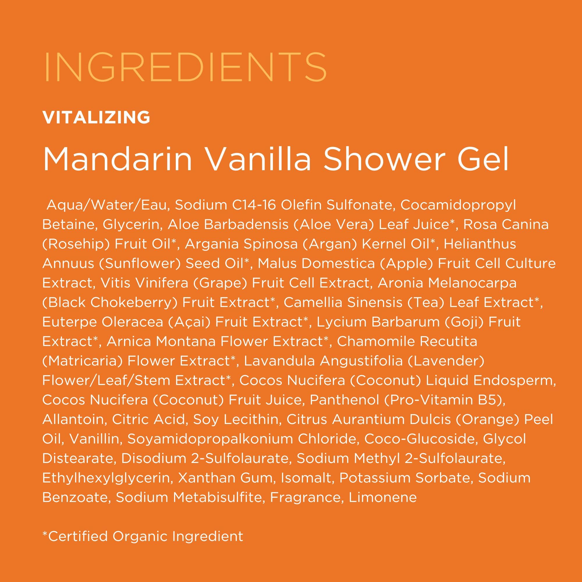 Andalou Naturals Mandarin Vanilla Vitalizing Shower Gel, 8.5 Fl. Oz., Gently Cleanses And Protects Skins Moisture With Argan Oil