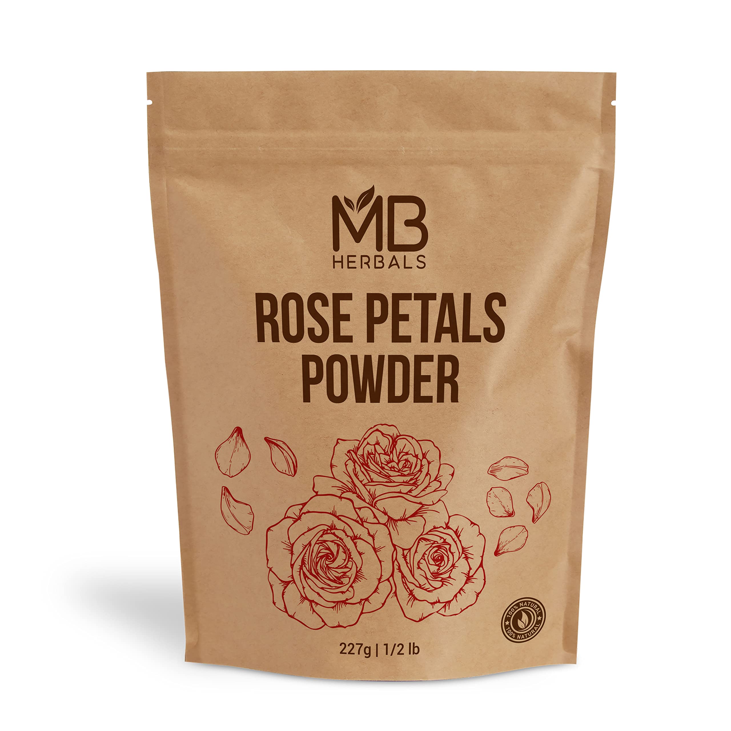 Mb Herbals Rose Powder 8 Oz | 227G / 0.5Lb | For Natural Face Packs & Facial Mask Formulations | 100% Pure & Natural | No Chemic