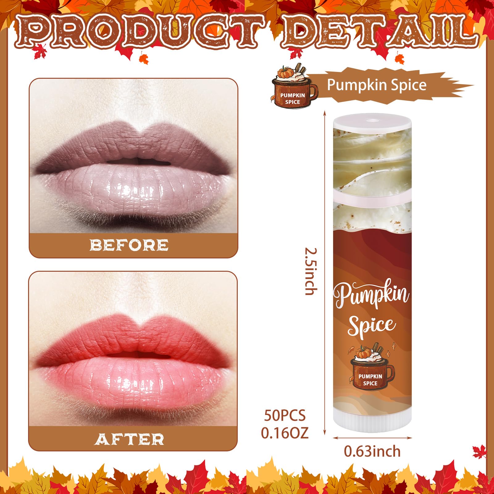 50 Pcs Halloween Fall Pumpkin Spice Flavor Lip Balms Gifts Bulk Halloween Fall Party Stocking Stuffers Small Thank You Appreciat