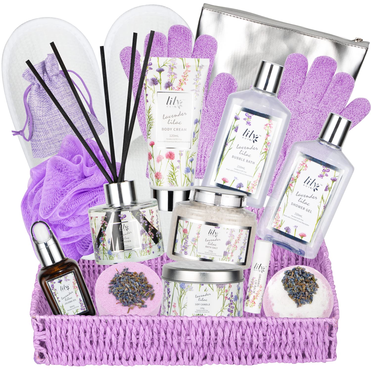 Lavender Spa Gifts For Women, Bath And Body Gift Set For Women, 17Pcs Relaxing Bath Gift Basket Set Include Shower Steamers, Bub