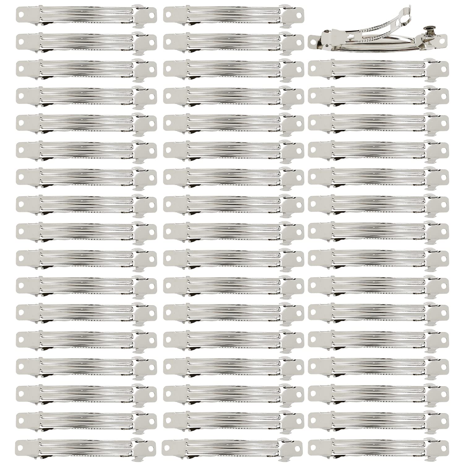 Lawie 50 Pack 8 Cm 3.15 Inch Silver Blank Rectangle Metal French Barrette Plain Base Hair Clips Diy Crafting Clips For Bows Snap