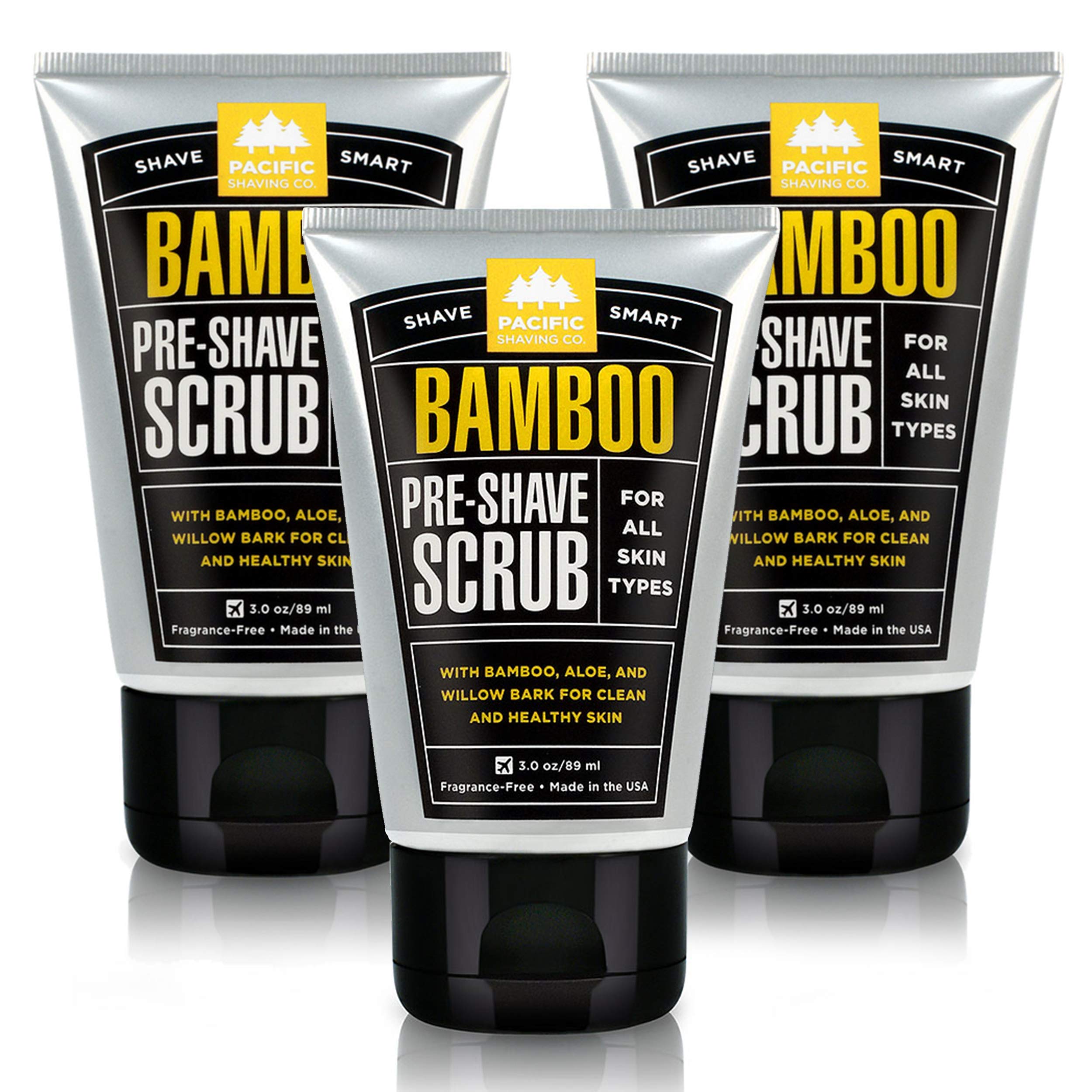 Pacific Shaving Company Bamboo Pre-Shave Scrub - With Bamboo, Aloe & Willow Bark,Exfoliates,Soothes & Moisturizes Skin,Helps Con