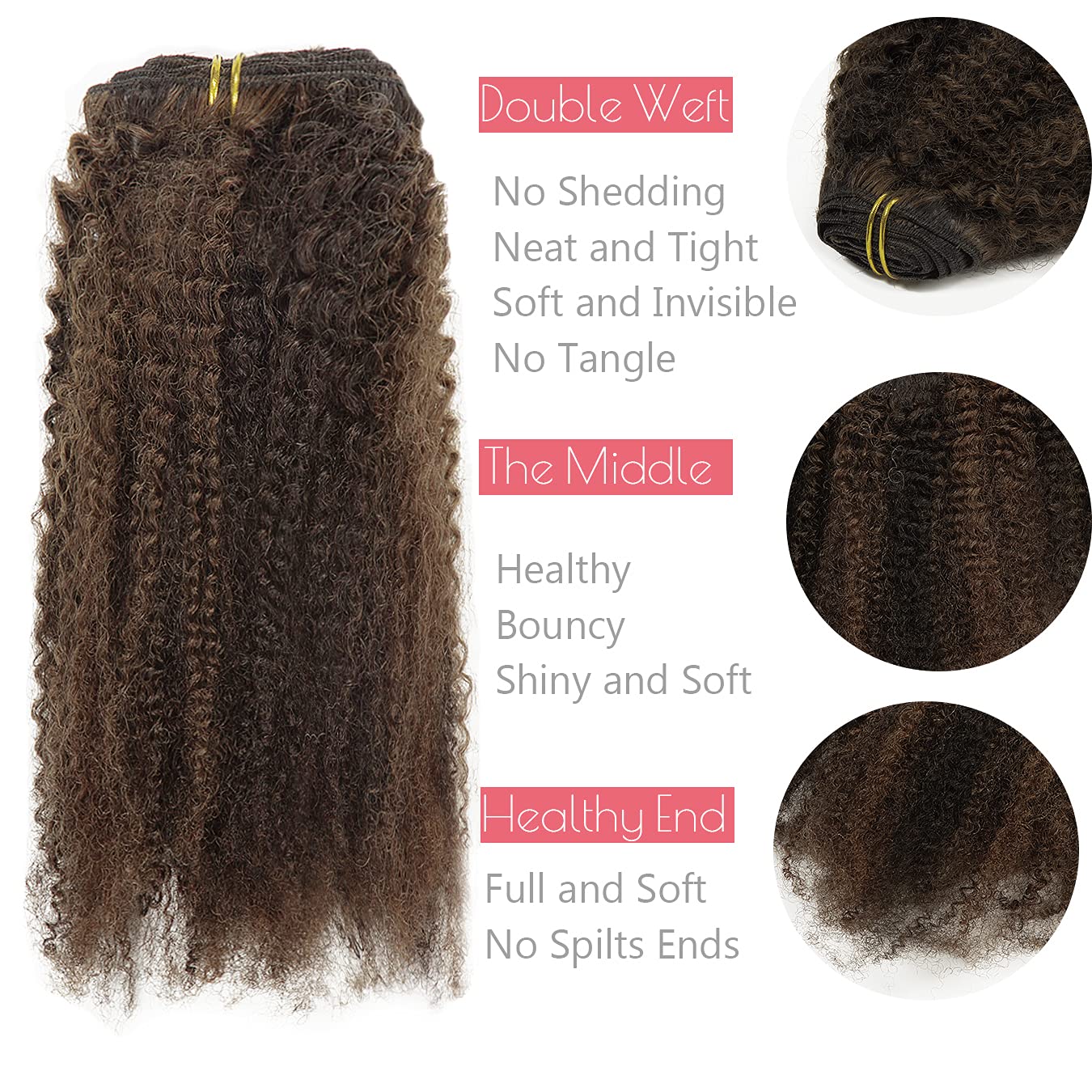 Afro Curly Clip In Hair Extensions For Black Women 3C 4A Kinky Clip Ins Virgin Remy Human Hair Piano Natural Black Mixed With Ch