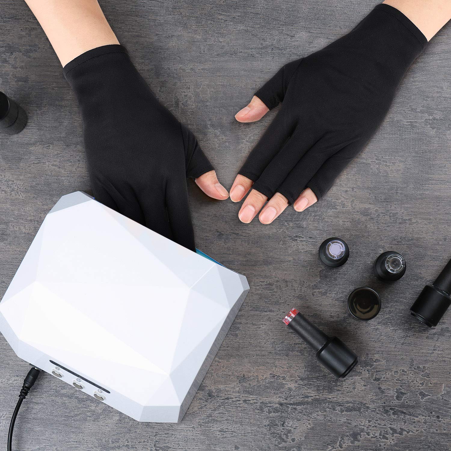 Syhood 3 Pair UV Gloves for Nail Lamp Upf50+ UV Fingerless Protection Glove for Manicures Art Protect Hands from Nail Lamp