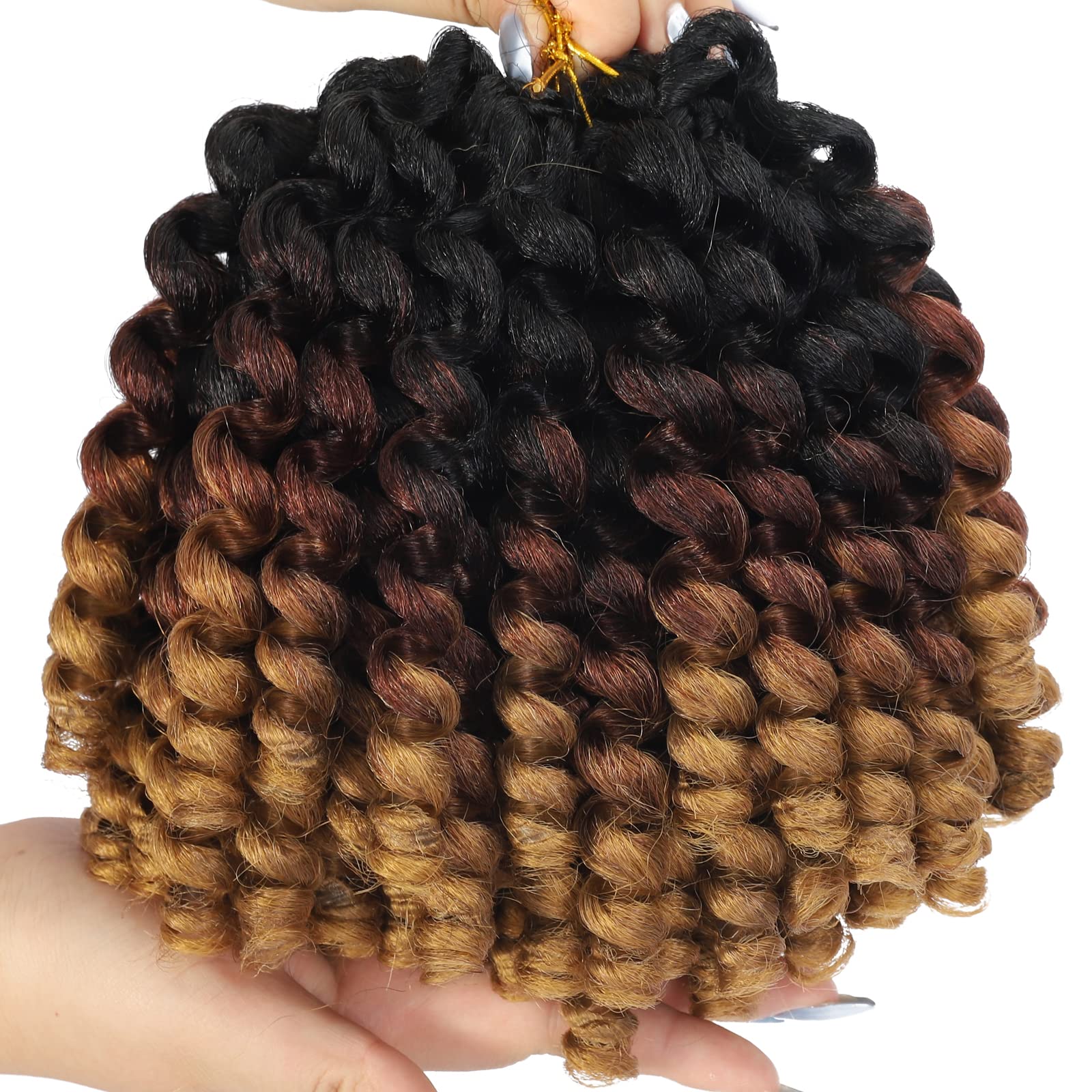 5 Packs 2X Ringlet Wand curl Jamaican Bounce 8 inch Synthetic crochet Hair Extensions Brown Blonde Ombre crochet Braiding Hair 1