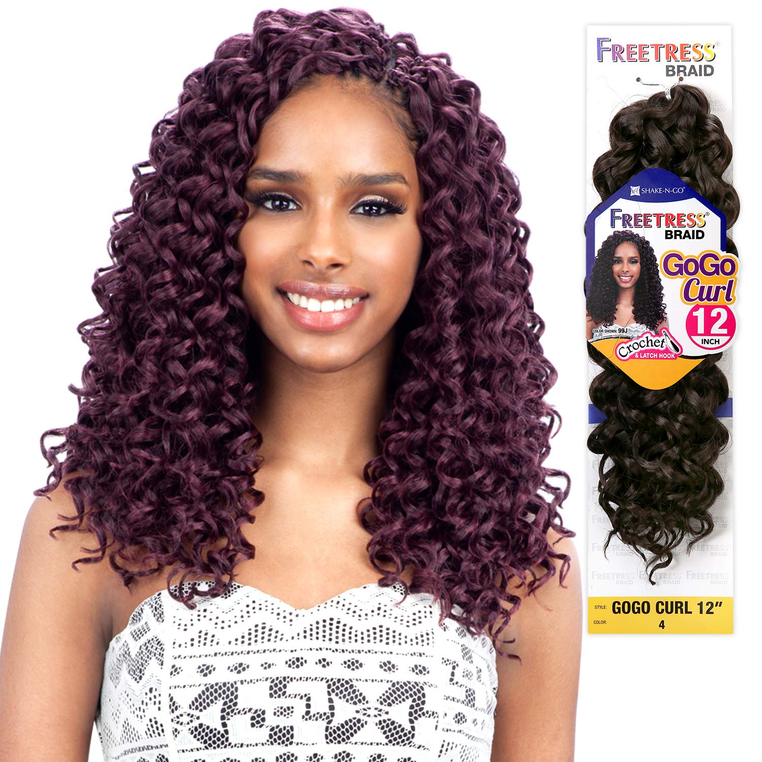 Gogo Curl 12 (1B Off Black) - Freetress Synthetic Braid Crochet Bulk Braiding Hair