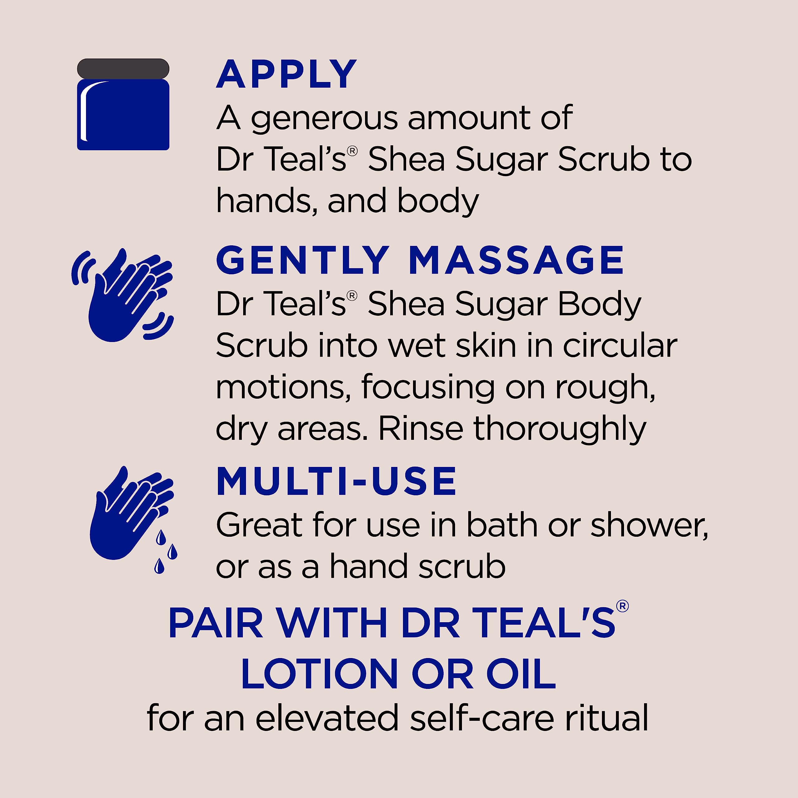Dr Teal's Shea Sugar Body Scrub, Coconut Oil with Essential Oils, 19 oz (Pack of 3)