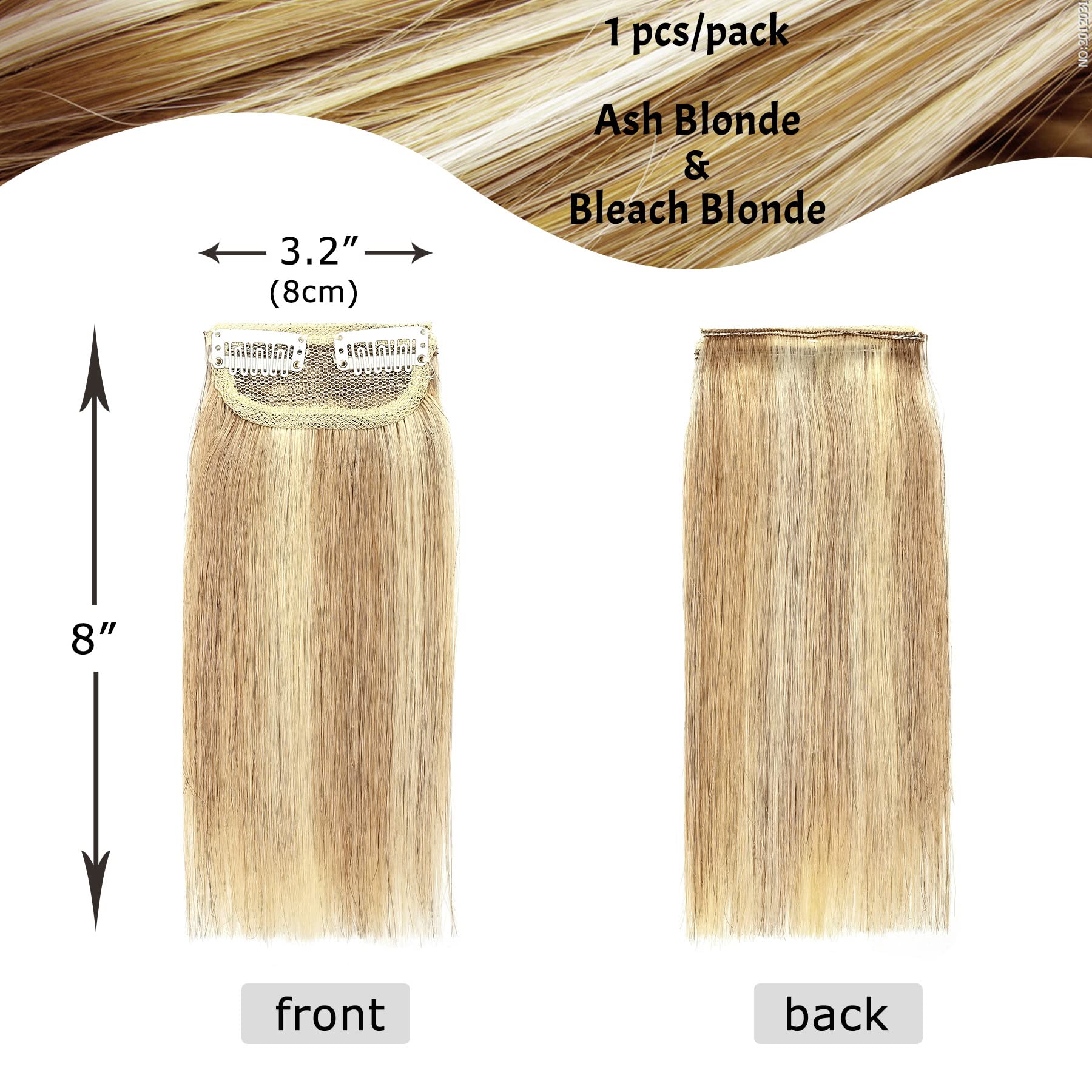 S-Noilite Hair Extensions For Short Hair Clip In Human Hair 1Pcs 2 Clips Balayage Clip In Hairpieces Remy Hair For Women With Th