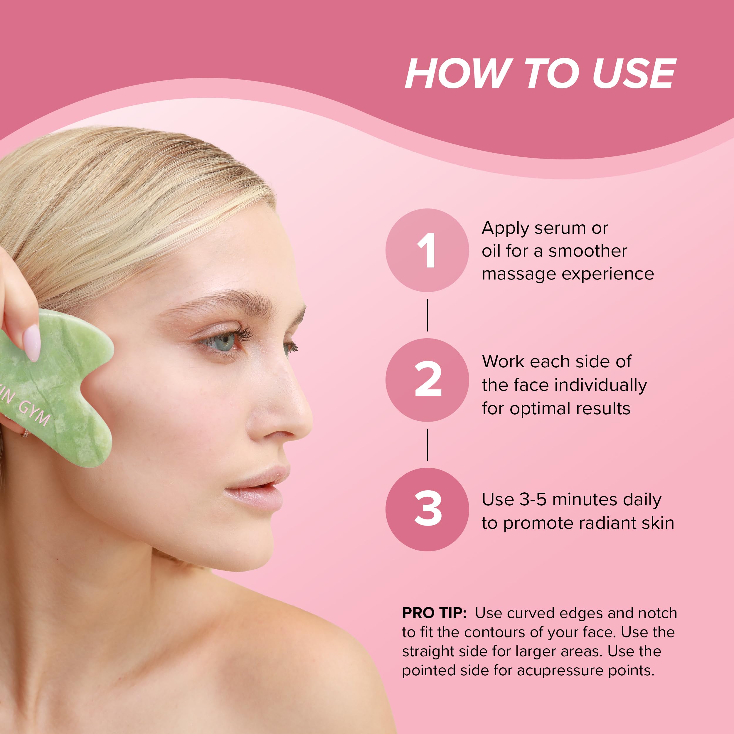 SKIN GYM Sculpty Heart Jade Gua Sha Face Sculpting Tool & Face Massage Tool, Anti-Aging Guasha Tool for Face Under Eye Bags, Puf