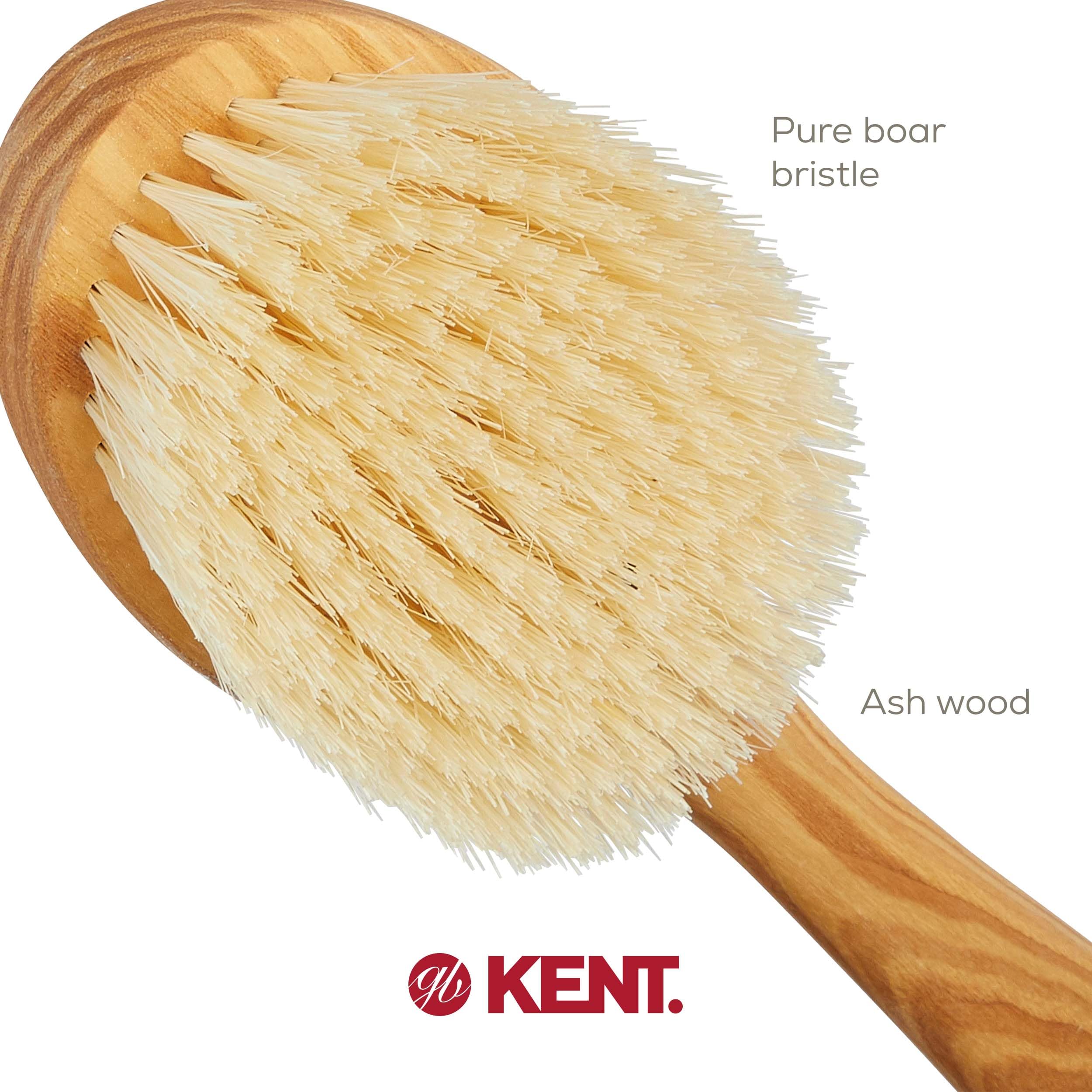 Kent Fd10 Ashwood Back Scrubber For Shower Bath Brush And Body Scrubber Exfoliator - Boar Bristle Shower Brush For Body For Men