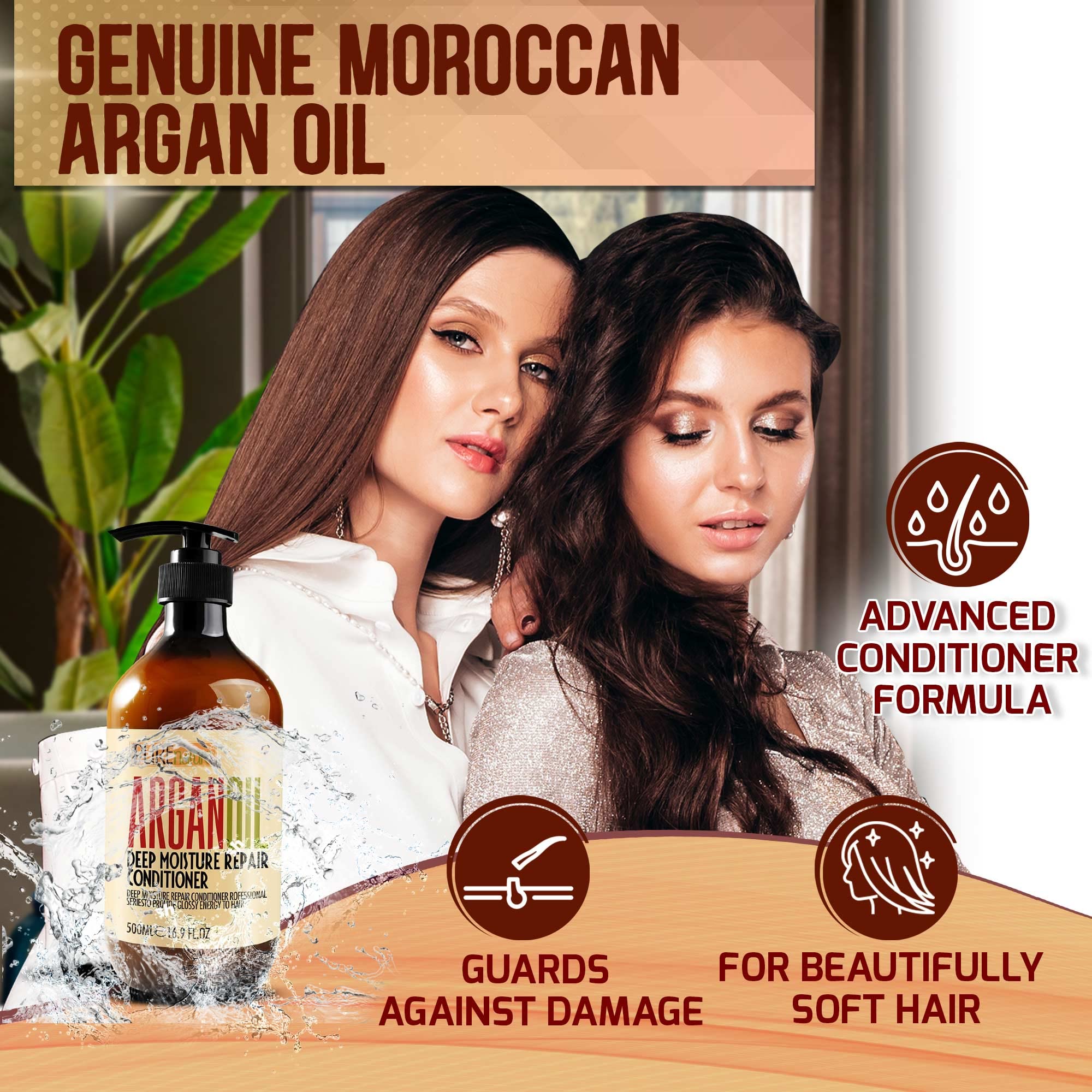 Moroccan Argan Oil Conditioner - Sulfate Free Products For Women And Men - Deep Moisturizing For Dry, Curly, Colored, Damaged Ha
