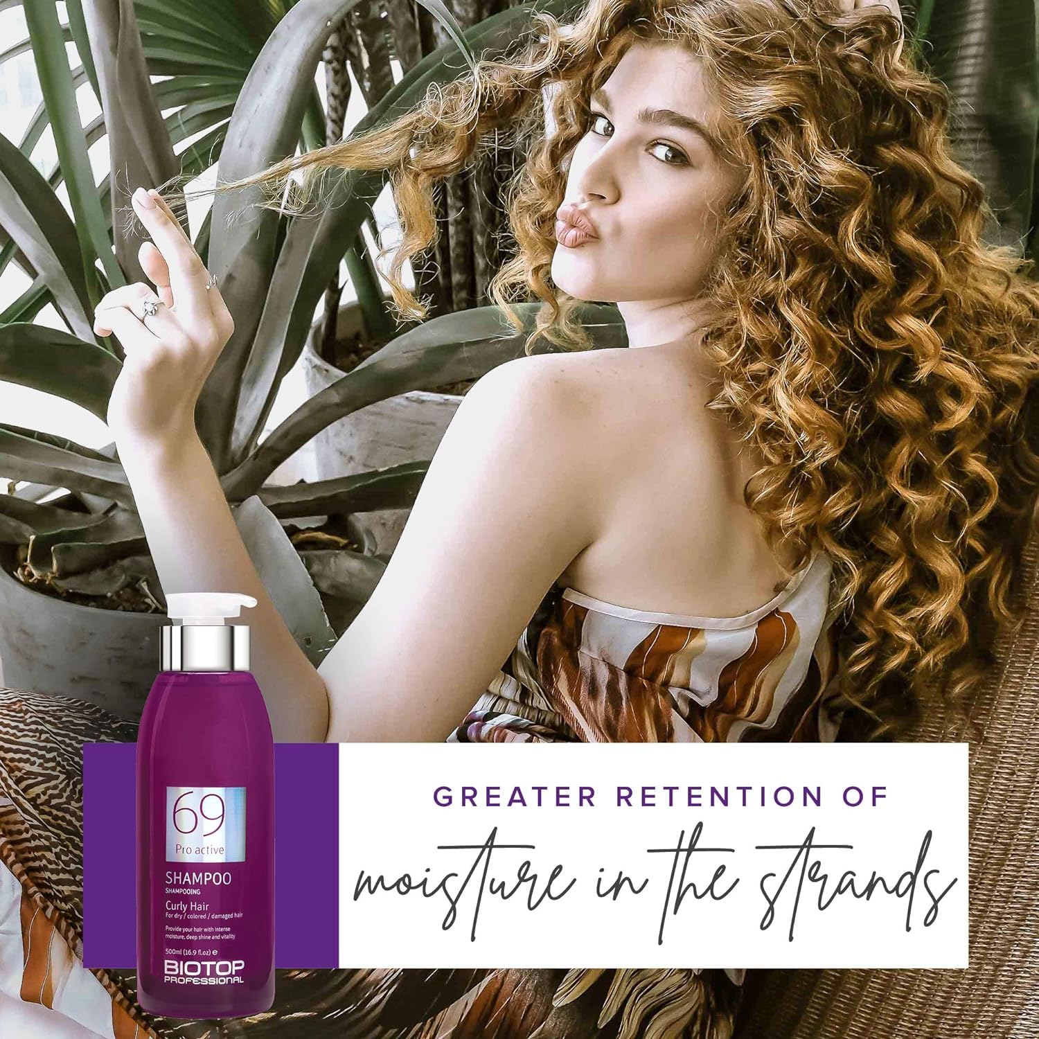 Biotop Professional 69 Pro-Active Hair Shampoo - Frizz Control, Curl Defining & Color Safe Shampoo Made with Coconut Oil, Avocad