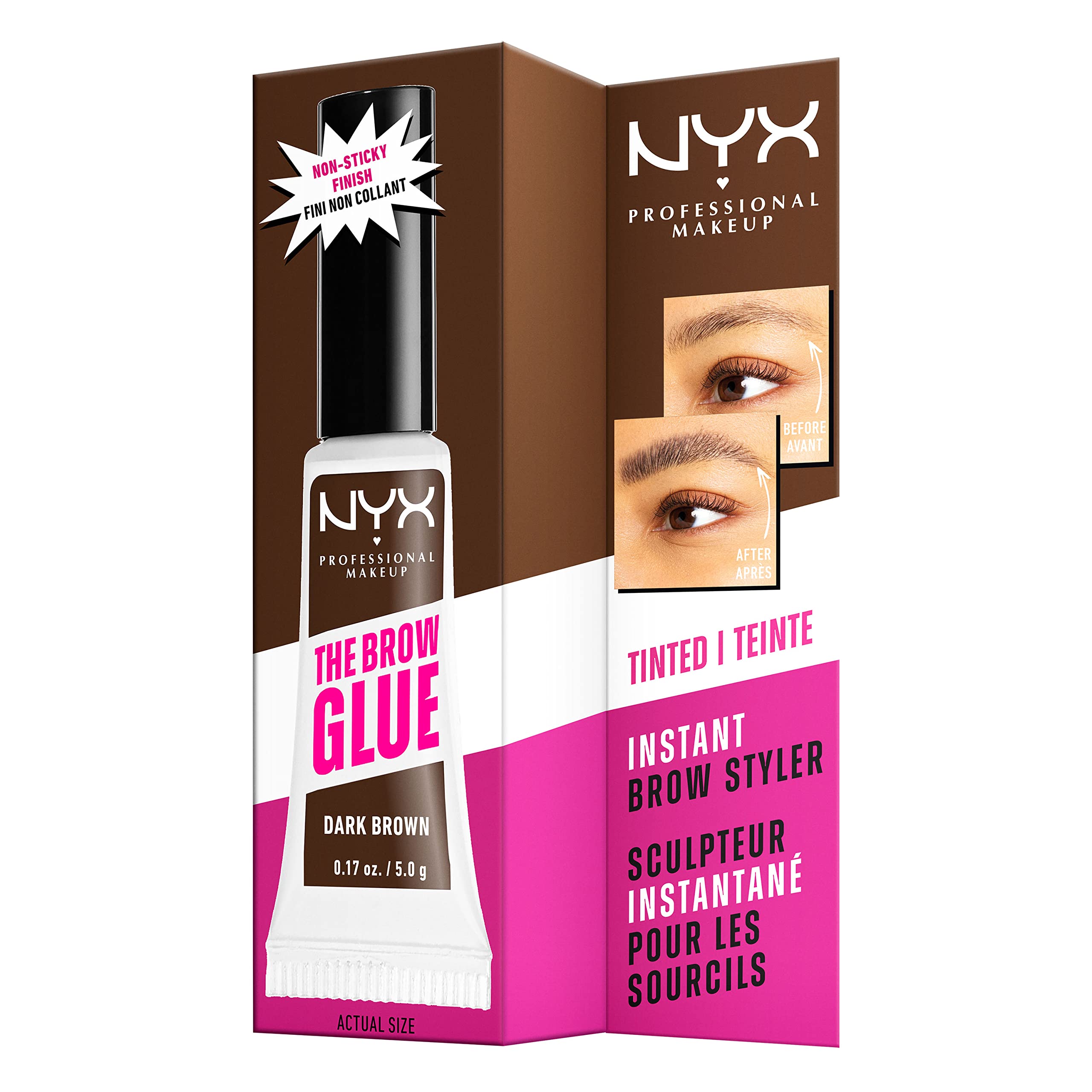 NYX PROFESSIONAL MAKEUP The Brow glue, Extreme Hold Tinted Eyebrow gel - Dark Brown