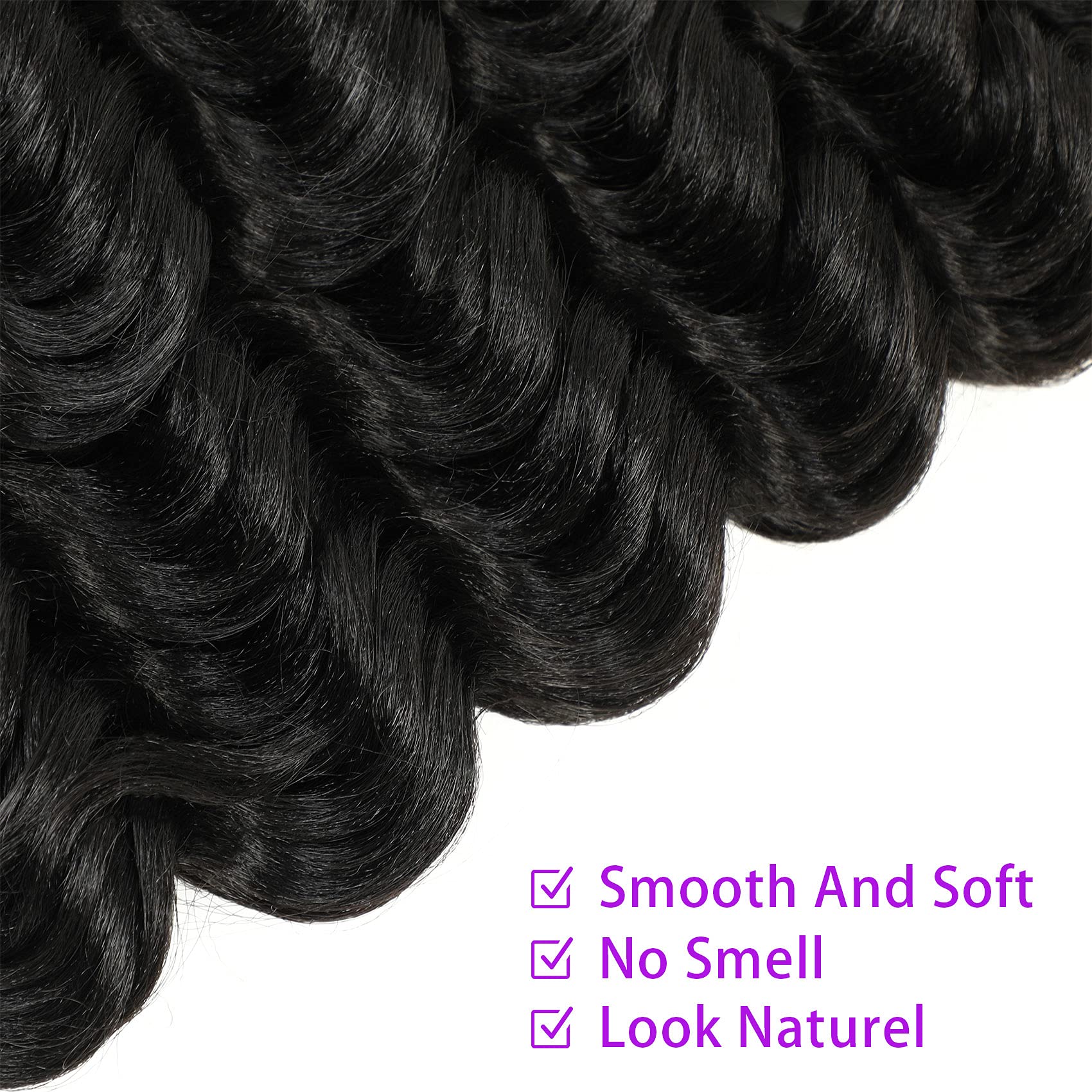 Ameli Ocean Wave Crochet Hair Natural Black Deep Wave Crochet Hair For Black Women Synthetic Curl Braiding Hair Extensions 8 Pac