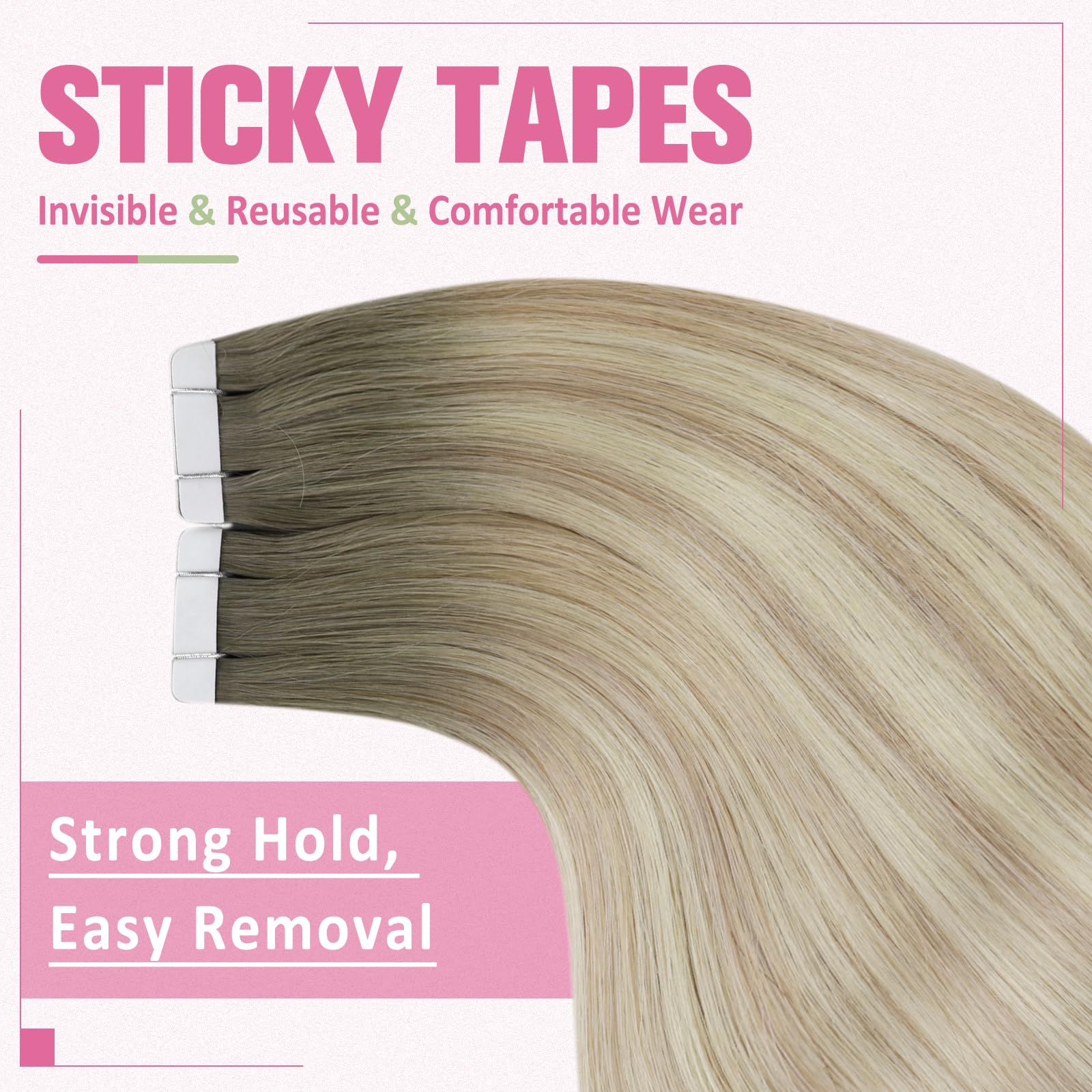 YoungSee Tape in Hair Extensions Human Hair Balayage Ash Blonde Ombre Platinum Blonde Tape on Hair Extensions Real Human Hair Ba