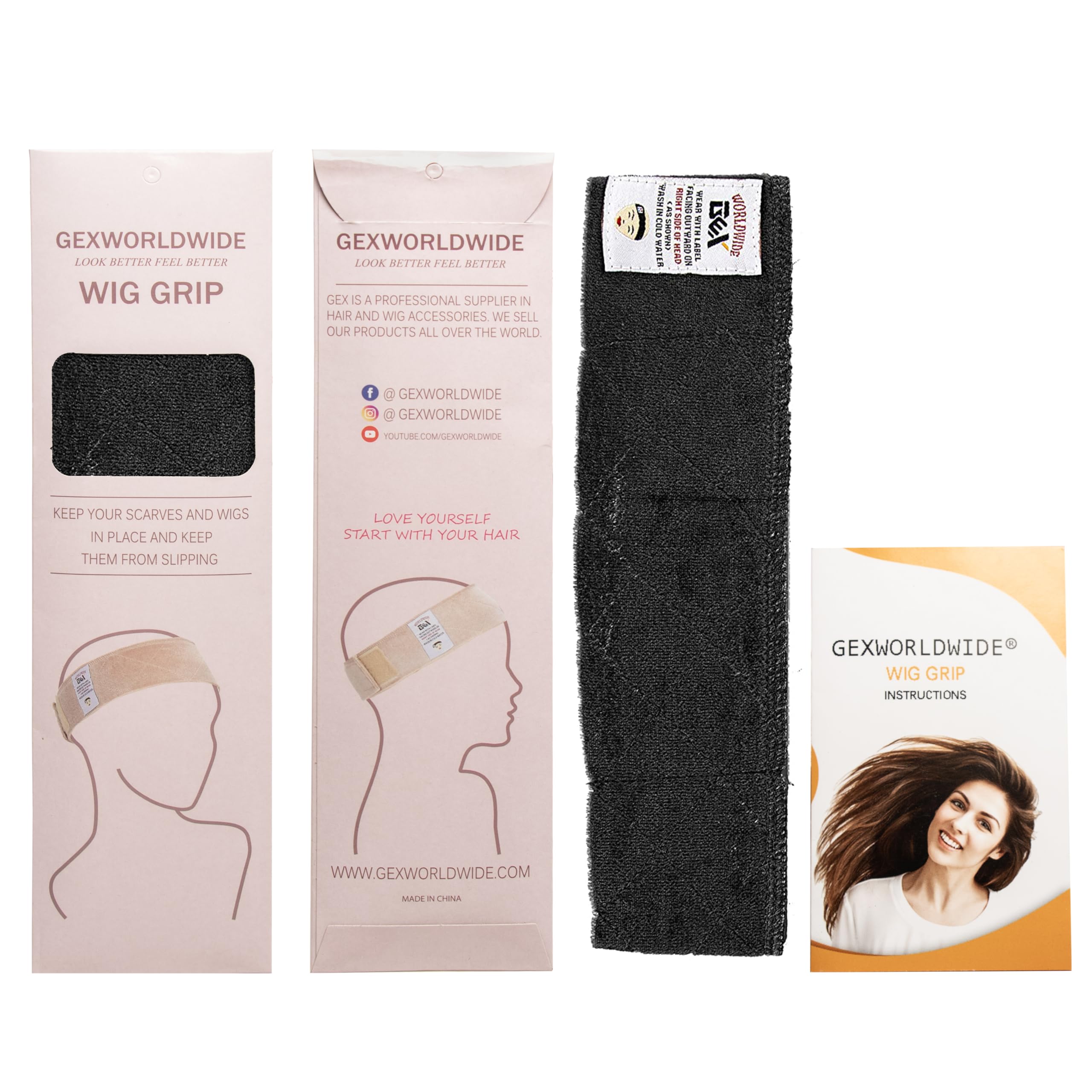 gexworldwide GEX Wig Grip Band Adjustable Velvet Non-Slip Breathable Head Band to Keep Wig Secured and Prevent Headaches (Black)