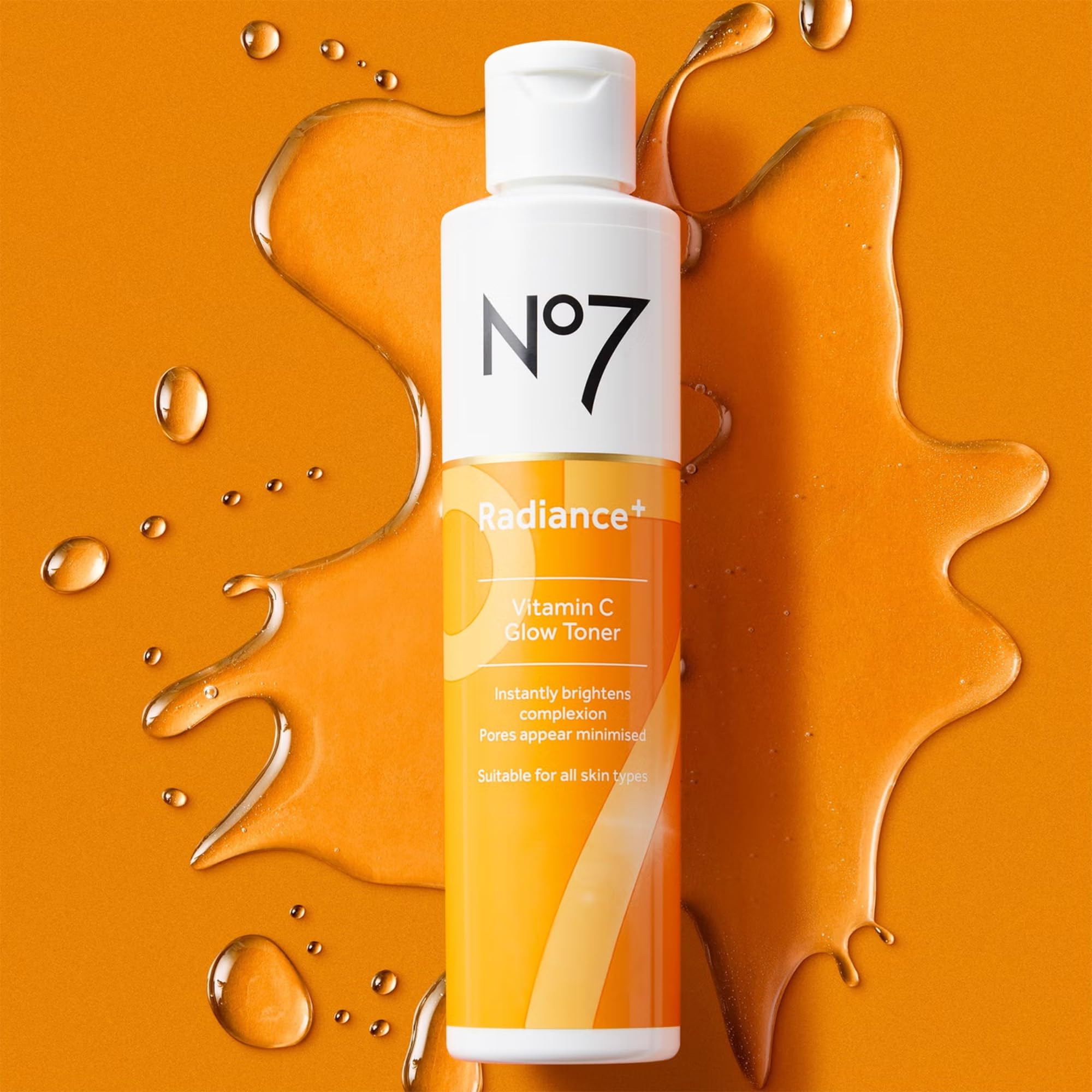 No7 Radiance+ Vitamin C Glow Toner - 2% Vitamin C Complex Toner With Willow Bark & Aloe Vera - Aha Face Exfoliant Improves Skin