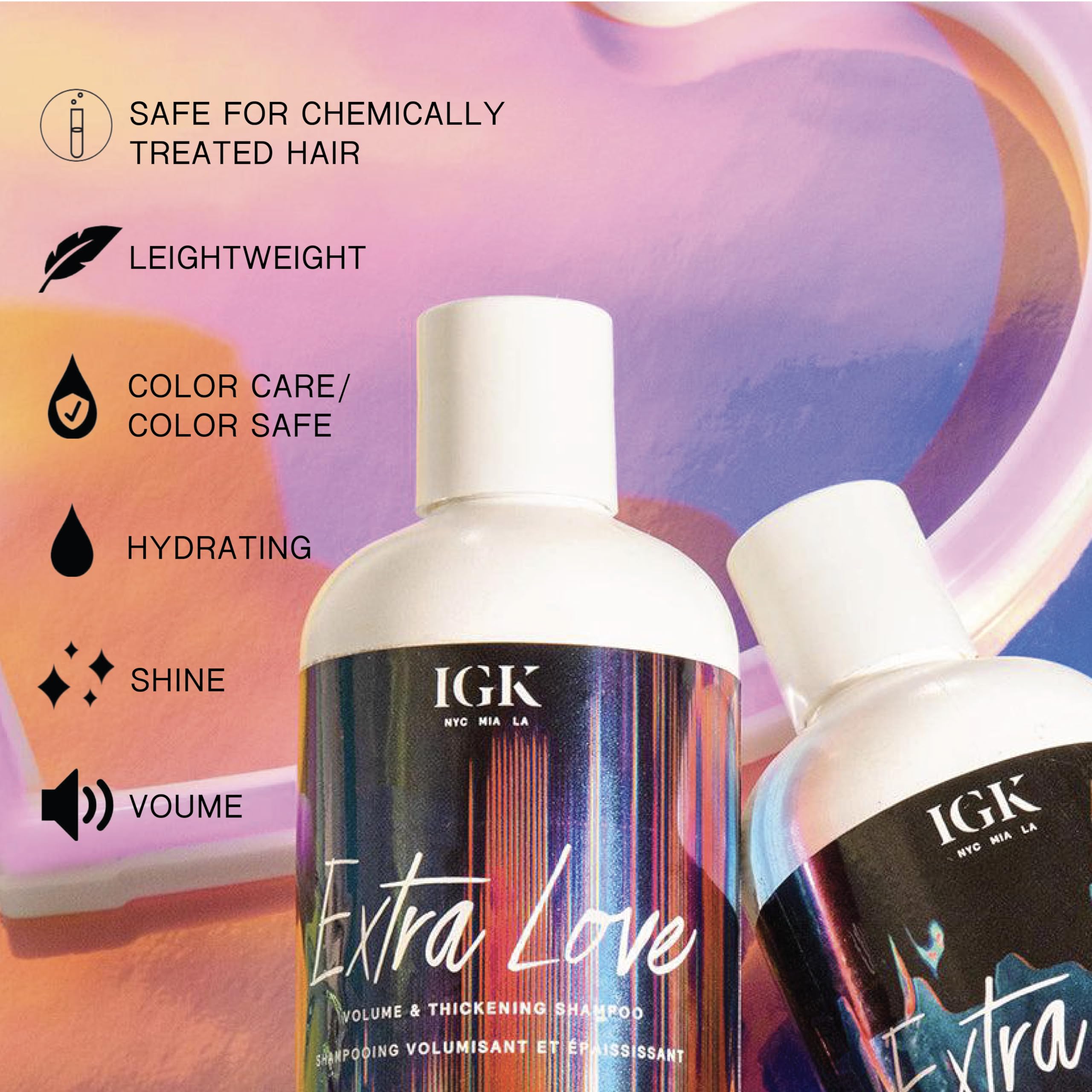 IGK EXTRA LOVE Volume & Thickening Shampoo and Conditioner Set | Lightweight + Supports Scalp + Balance Oil | Vegan + Cruelty Fr