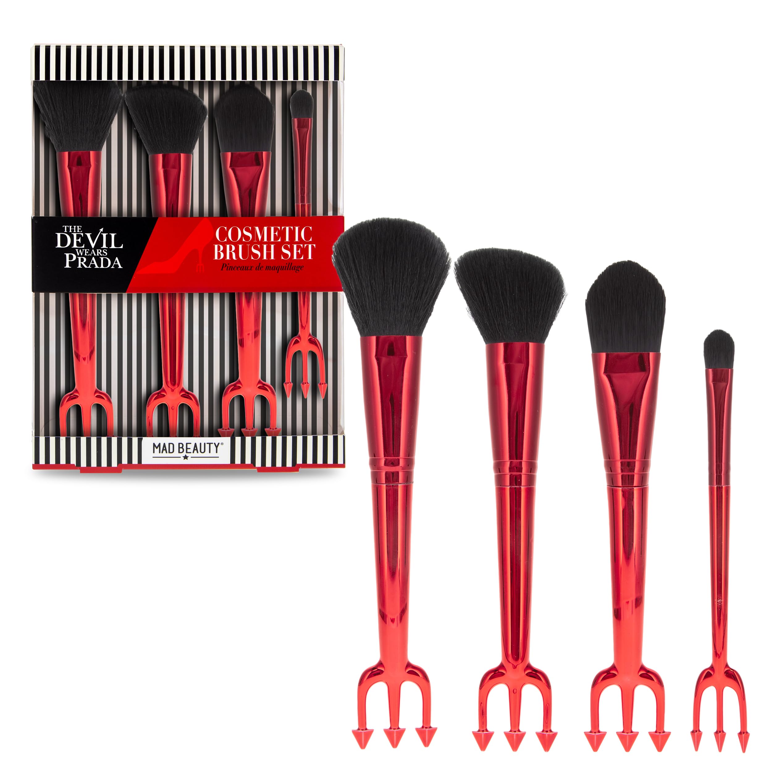 The Devil Wears Prada Cosmetic Brush Set | Officially Licensed | Powder Blush Foundation Eyeshadow | 4Piece Professional Makeup