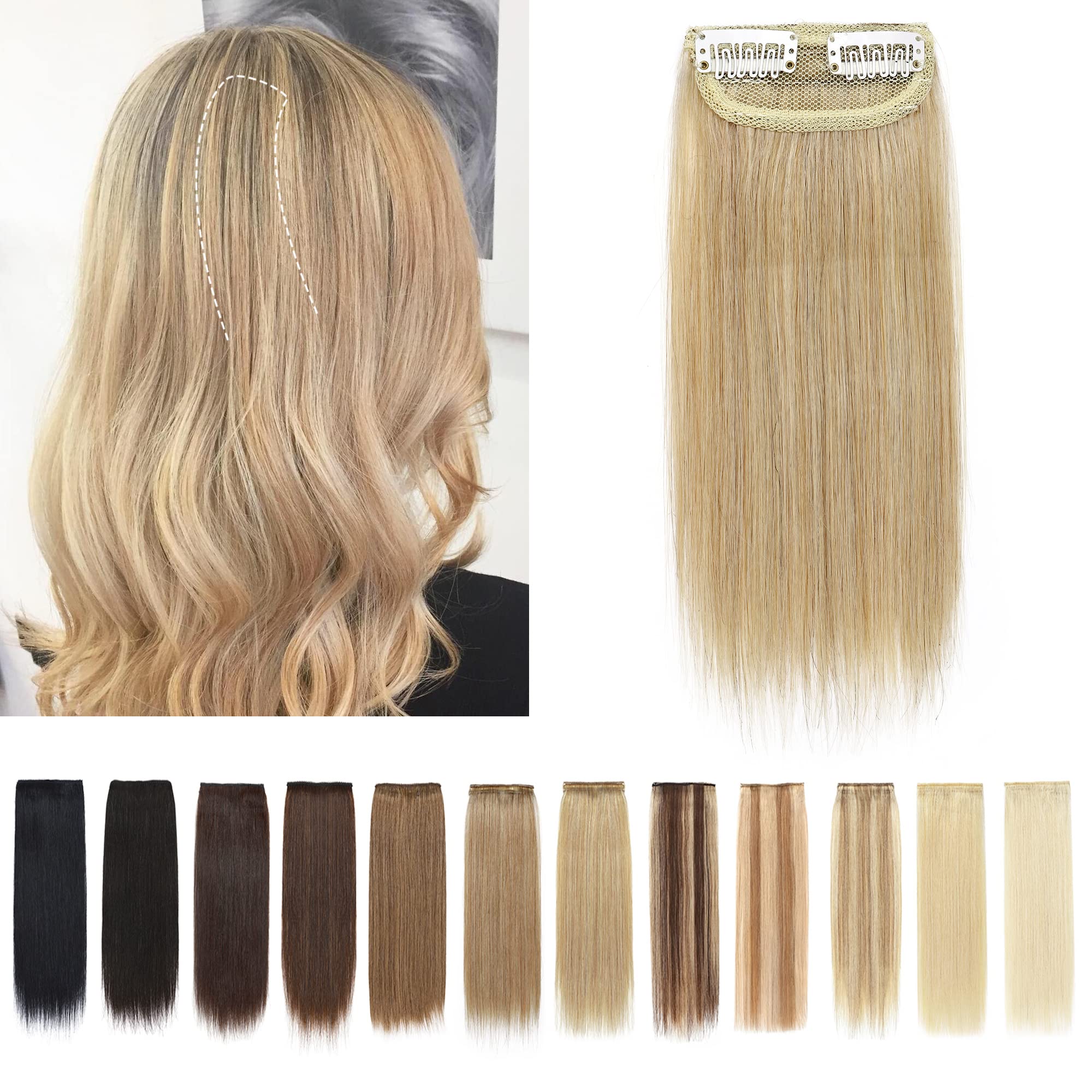 SEGO Clip in Hair Extensions Real Human Hair Short 10 Inch Hairpiece Human Hair Toppers for Women With Thinning Hair Adding Hair