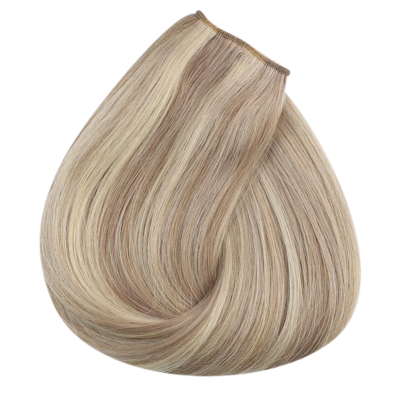 Sunny 22 Inch Wire Hair Extensions Blonde Highlights Crown Hair Extensions with Transparent Wire Ash Blonde Highlights Bleach Bl