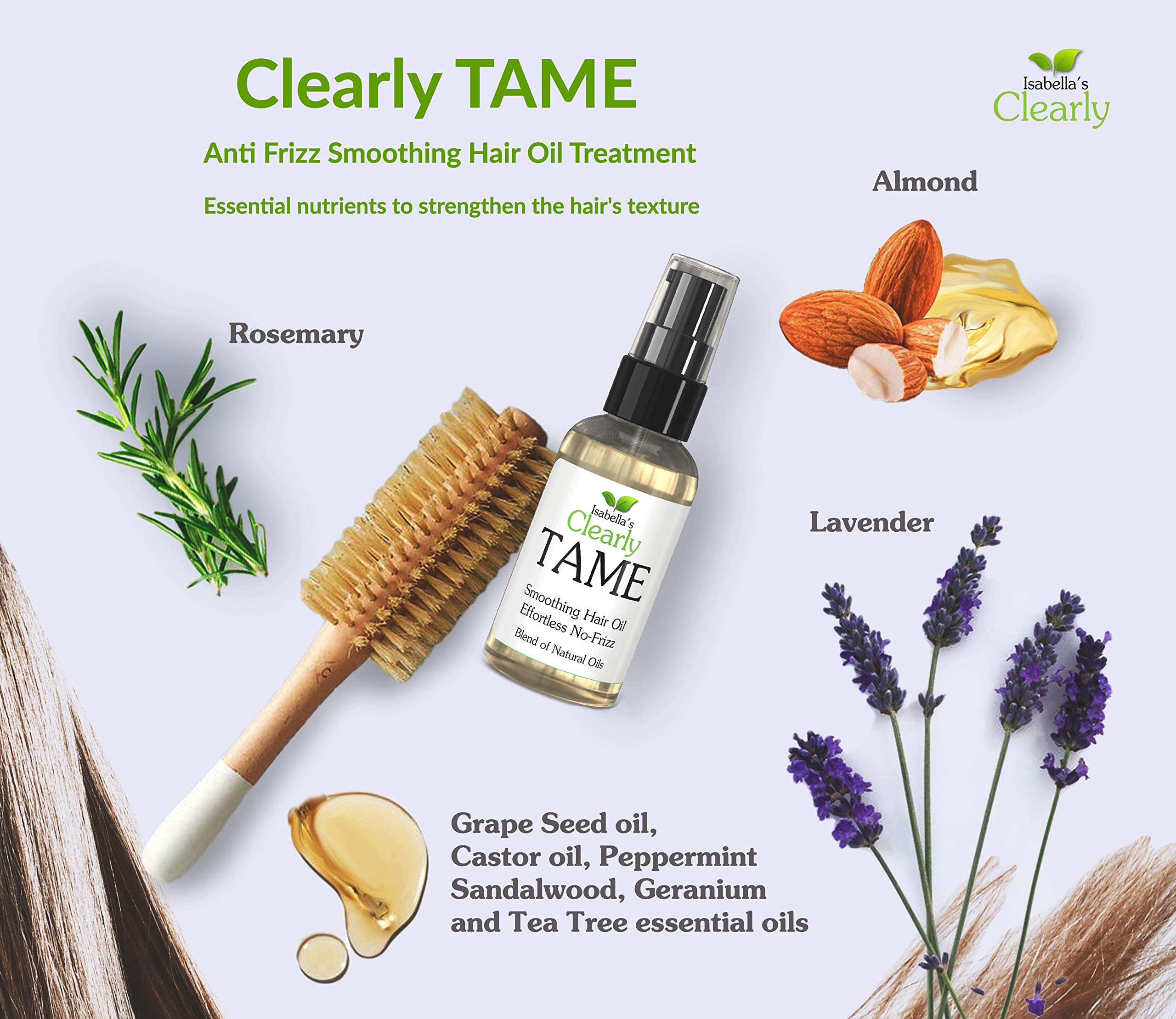 Clearly TAME Anti Frizz Smoothing Hair Oil Leave In Treatment | Sulfate Free Serum to Control Frizz, Add Shine for Curly, Frizzy