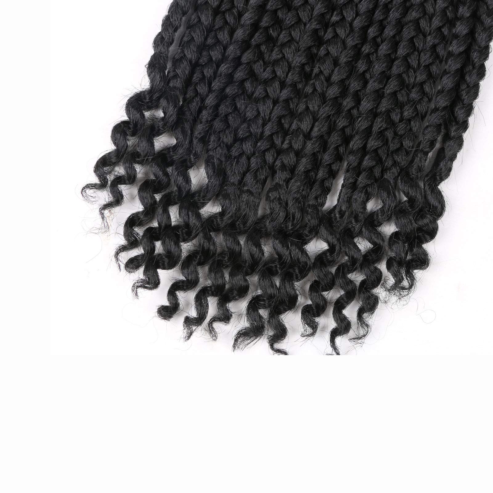 6 Packs Crochet Box Braids Curly Ends 10 Inch Crochet Braids Bohemian Box Braids Crochet Hair For Black Women (1B, 10 Inch)