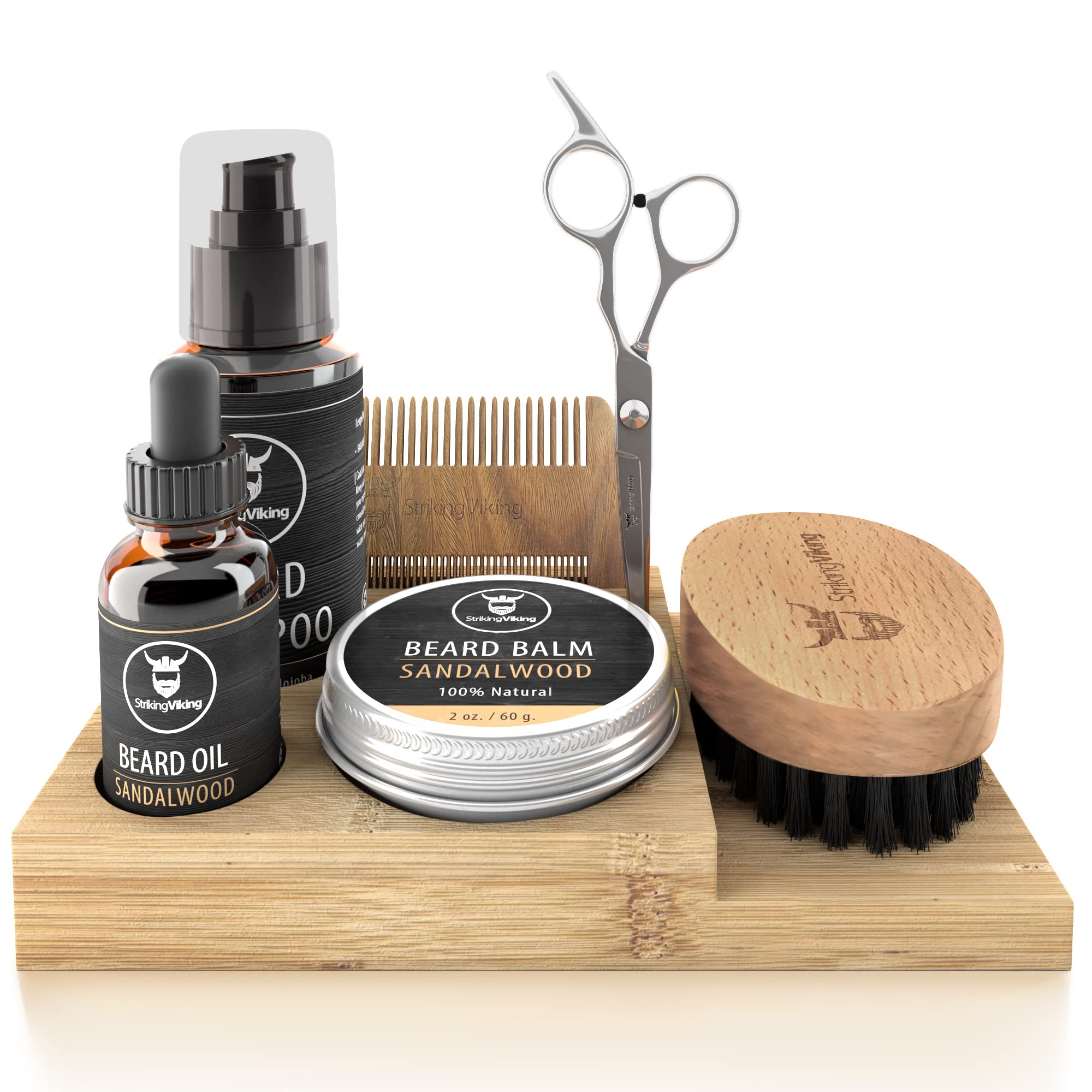 Striking Viking Beard Caddy - Countertop Bathroom Organizer for Beard Oil, Balm, Wash, Comb, Brush & Scissors (1pc)