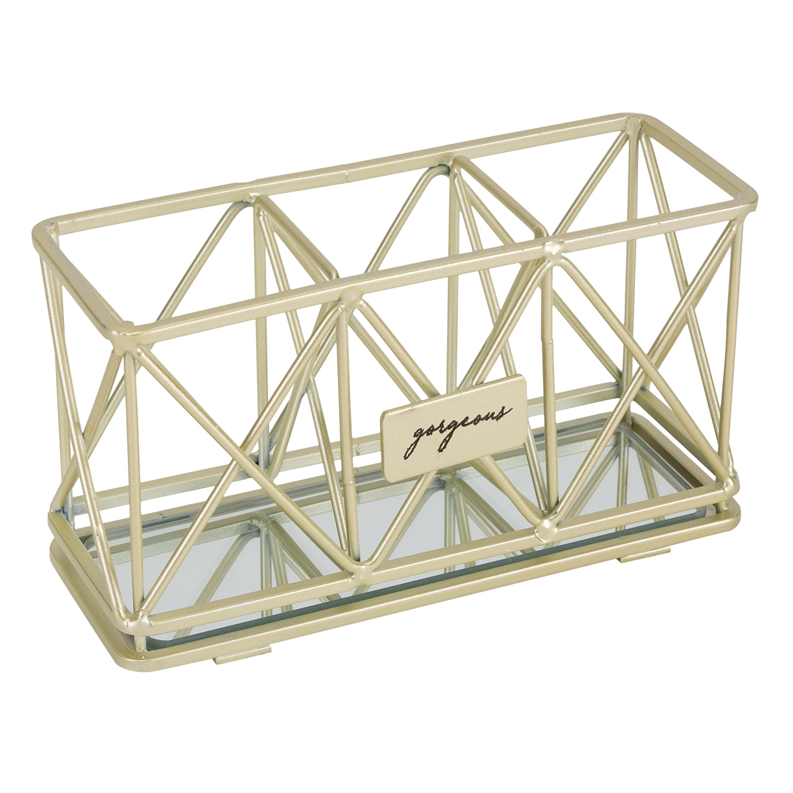 Home Details 3 Compartment Cosmetic Brush Holder | Make Up Pencil | Vanity Organizer | Bathroom | Dresser | Office | Mirror Base