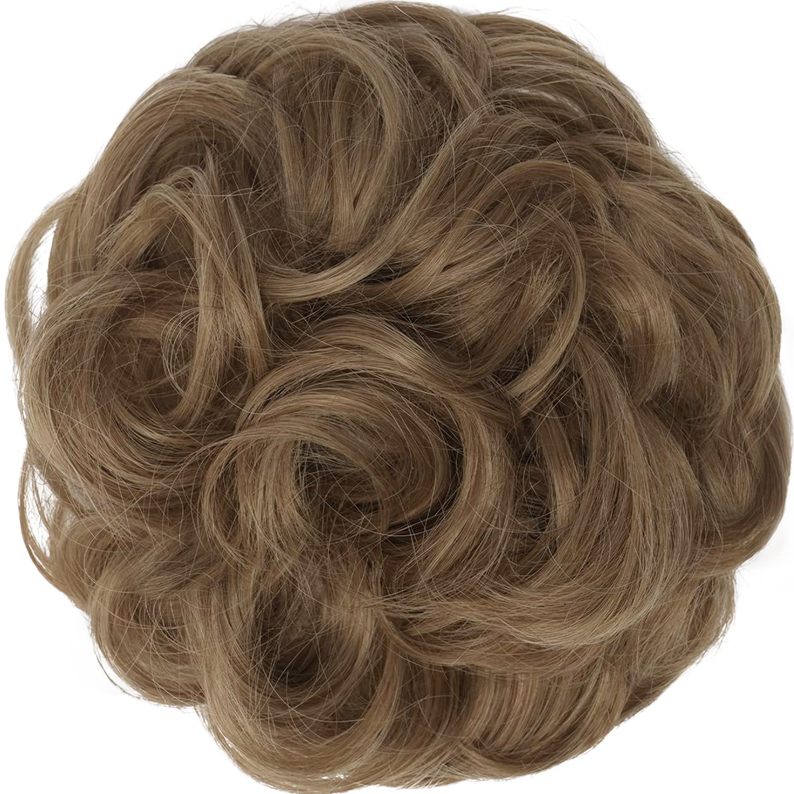 Feshfen Messy Bun Hair Piece, Messy Hair Bun Scrunchies For Women Synthetic Wavy Chignon Ponytail Hair Extensions Thick Updo Hai