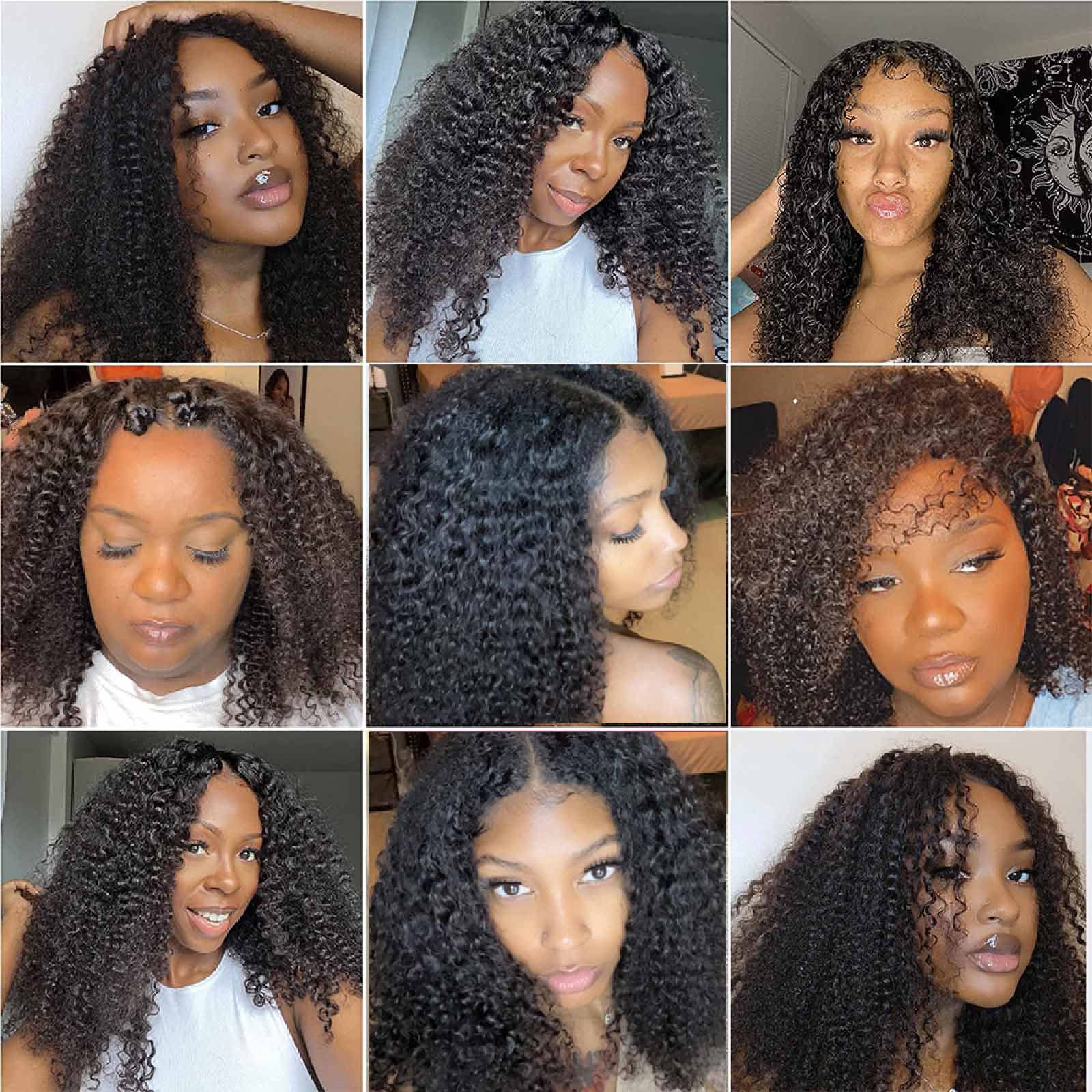 Domiso 30 Inch V Part Human Hair Wig For Black Women Upgrade U Part Wig Human Hair Kinky Curly Wig 100% Virgin Hair Glueless Wea