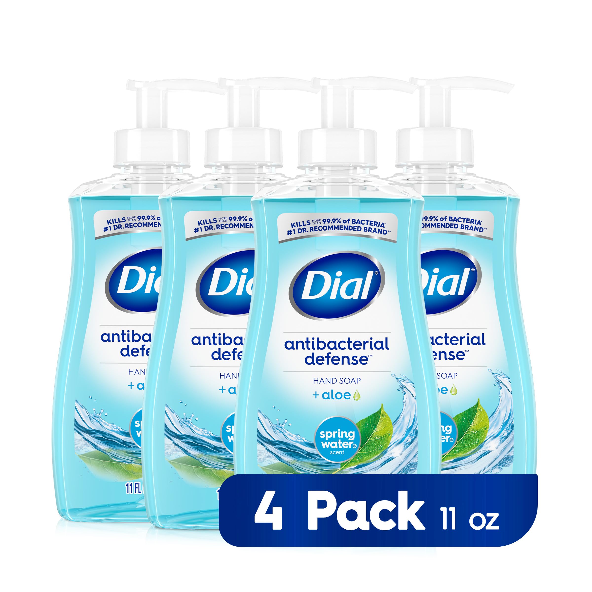 Dial Antibacterial Liquid Hand Soap, Spring Water, 11 Fl Oz (Pack Of 4)