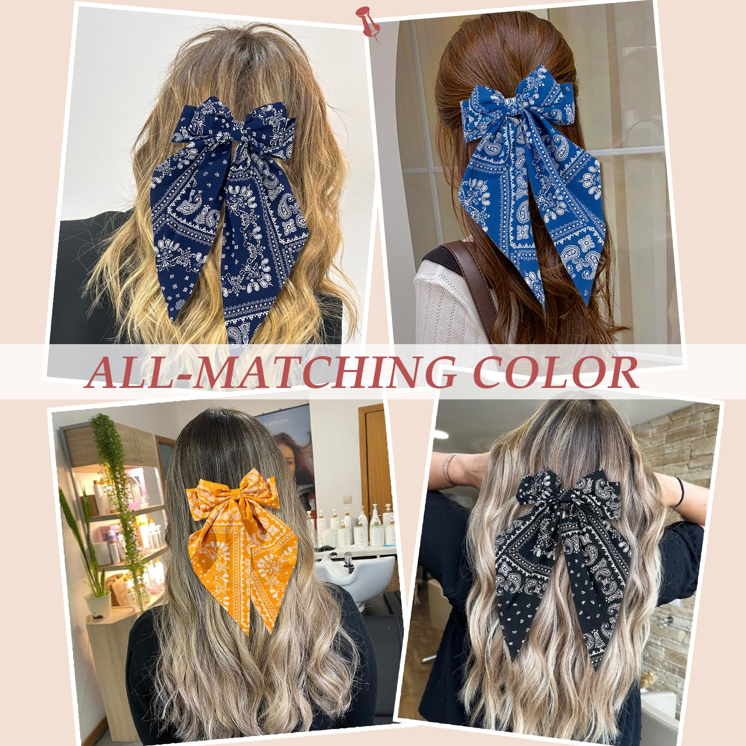 Nonslip Hair Bows Claw Clips For Women & Girls - 6 Pcs Big Bow-Knot Clips For Thick & Thin Hair