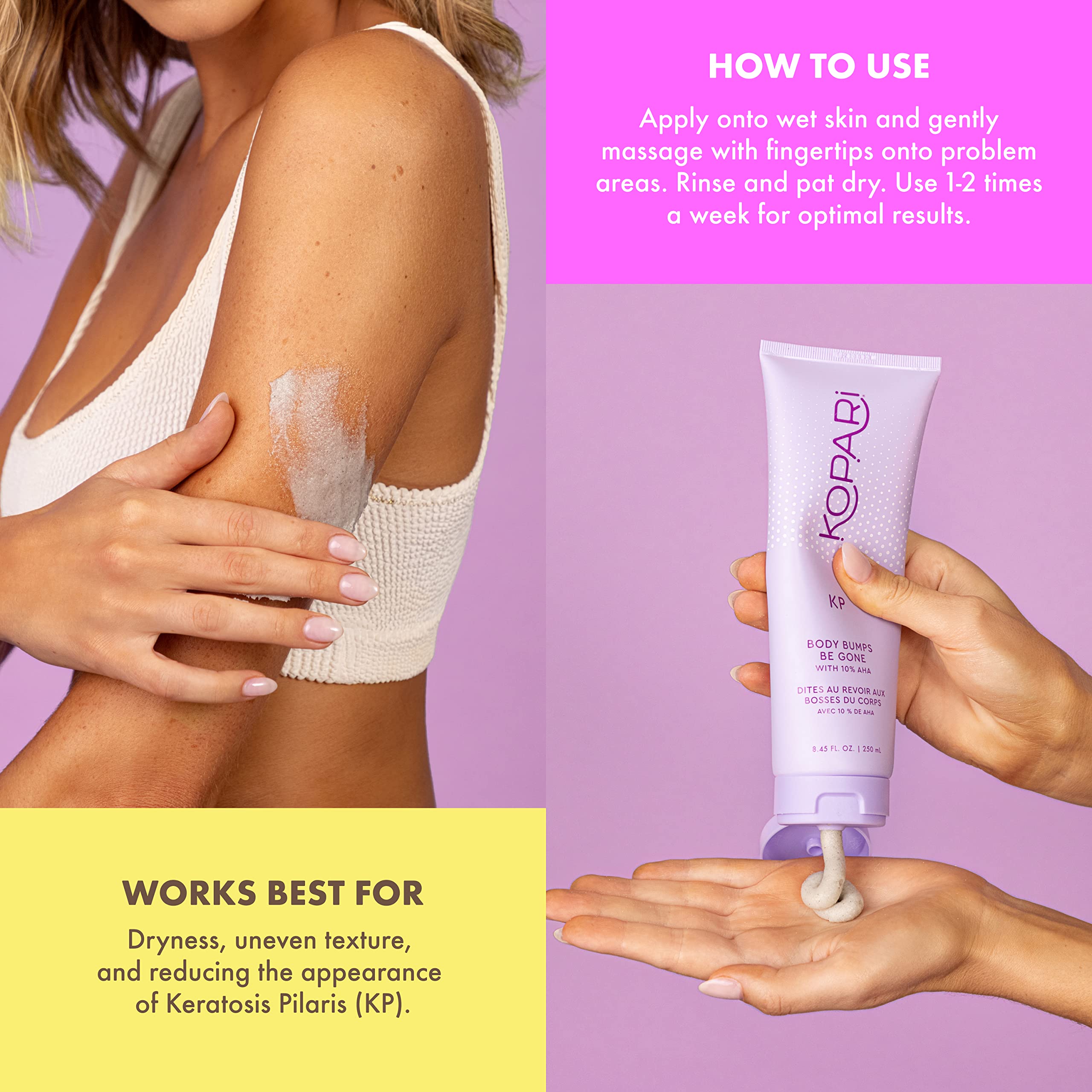 Kopari Body Bumps Be Gone Exfoliating Scrub, 10% AHA, 2 oz, Smooth Skin, Reduce Bumps, Decongest Pores