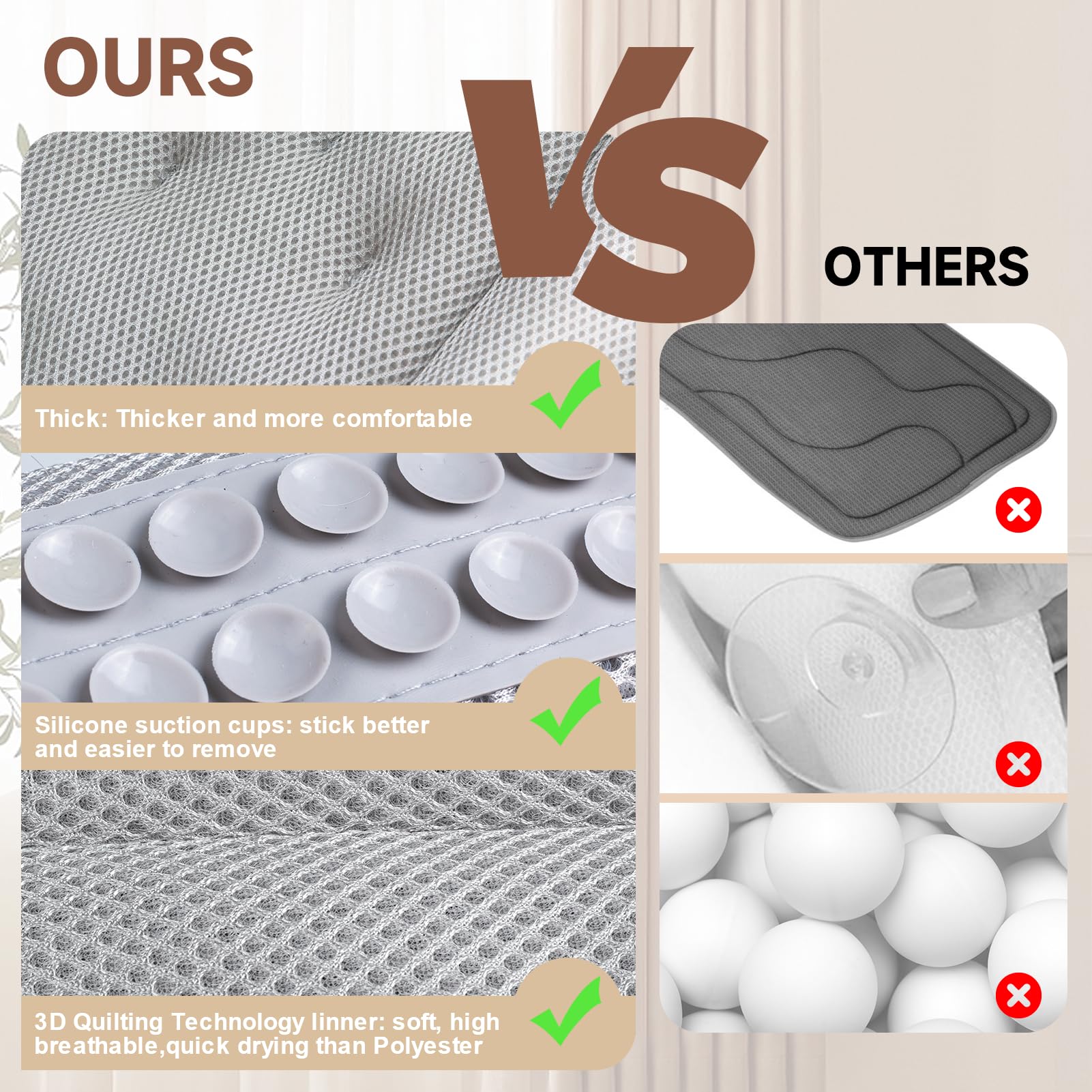 Idefair Full Body Bath Pillow For Bathtub, Bath Pillow Luxury Bathtub Pillow For Head Neck Back Support, Full Body Bath Cushion