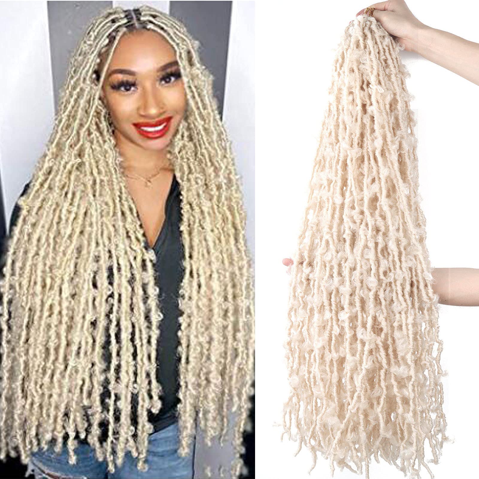 LMZIM 5 Packs 36 Inch Butterfly Crochet Hair for Black Women Faux Locs Pre looped Pre-twisted Braids (36 inch 5 pack, 613)