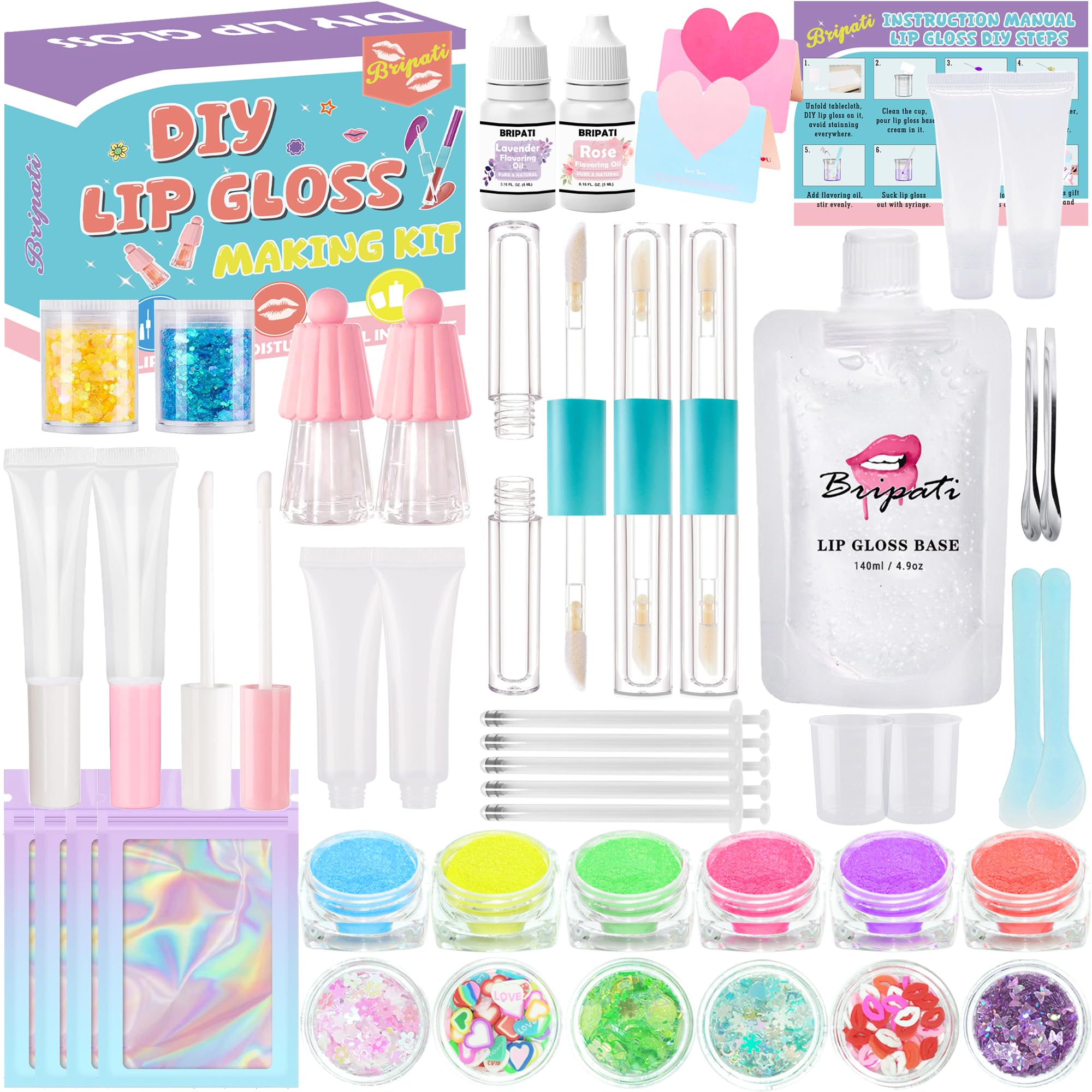 BRIPATI Lip Gloss Making Kit - DIY Lip Gloss Kit to Make Your Own Lip Gloss, Lip Gloss Making Set Lip Gloss DIY Kit for Teens, L