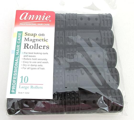 Annie Snap On Magnetic Rollers 7/8 '' Black 10 Pack