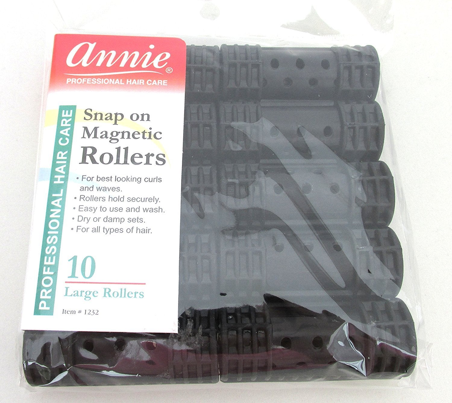 Annie Snap On Magnetic Rollers 7/8 '' Black 10 Pack