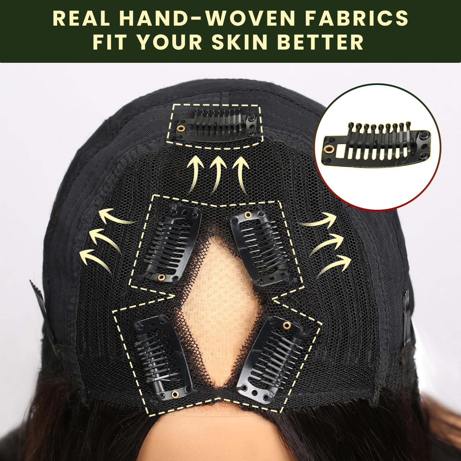 Megalook V Part Wig Human Hair Glueless Wigs 180% Density Clip In Straight Human Hair Wigs For Black Women Human Hair No Sew In