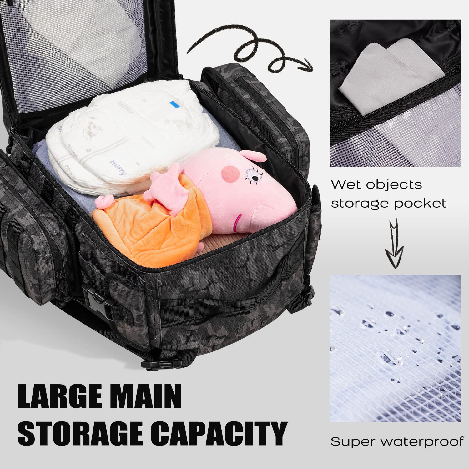 Dinictis 40L Diaper Bag Backpack for Dad,Travel Baby Nappy Bags for Men,Baby Accessories for Daddy- Black camo
